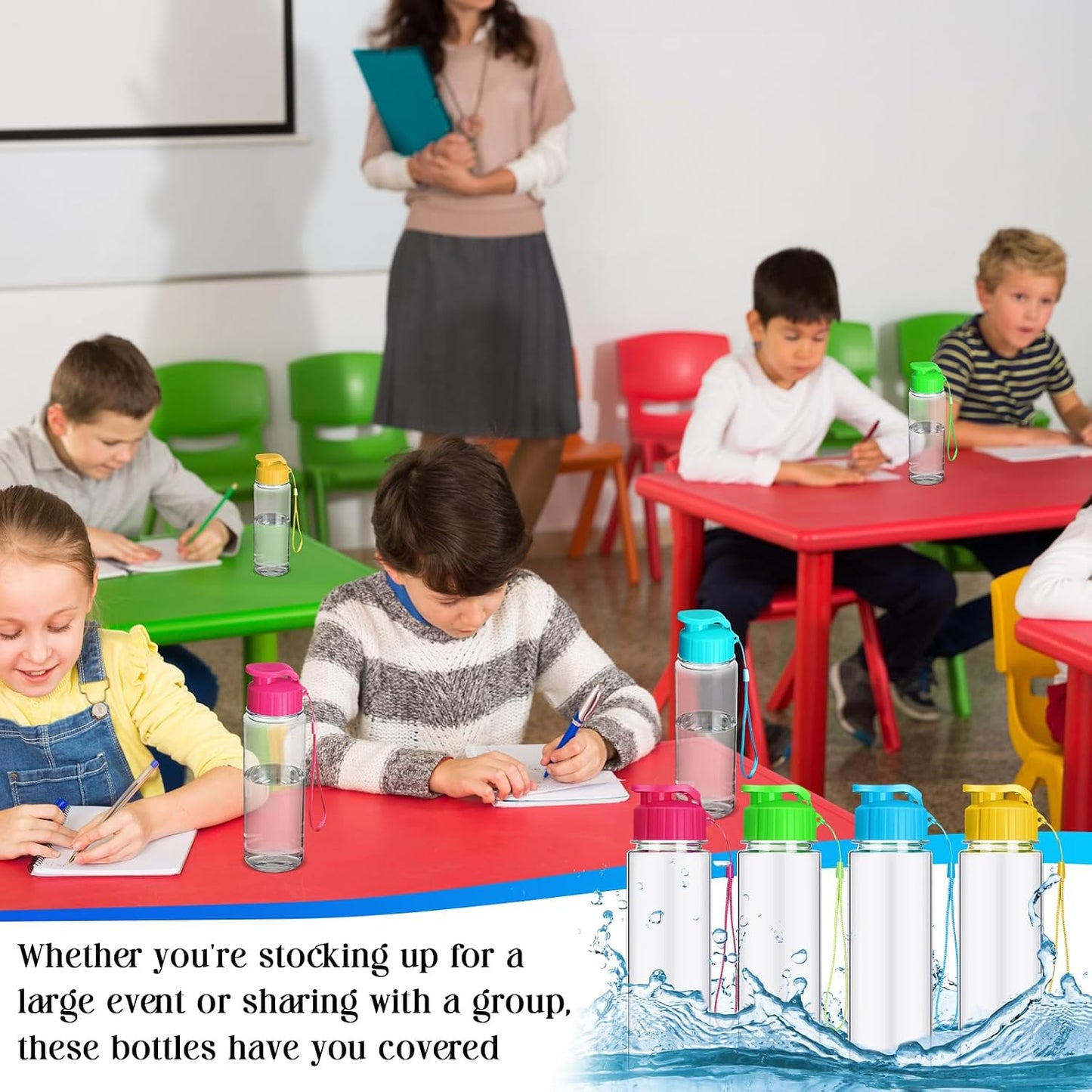 Mifoci 40 botellas de agua de plástico a granel para niños y adulto...