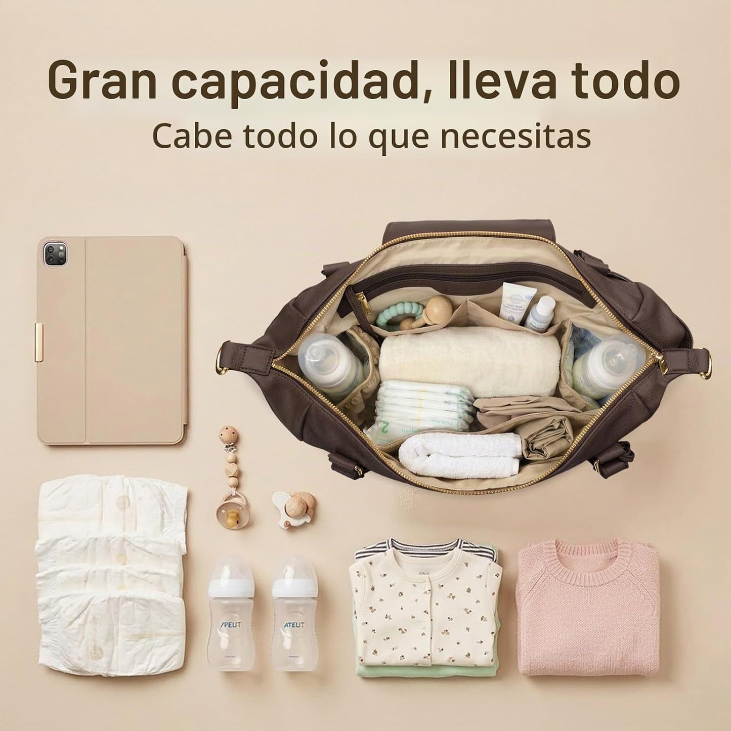 Omanmoli Bolsa de pañales Tote Bolso de pañales de cuero Mochila Bo...