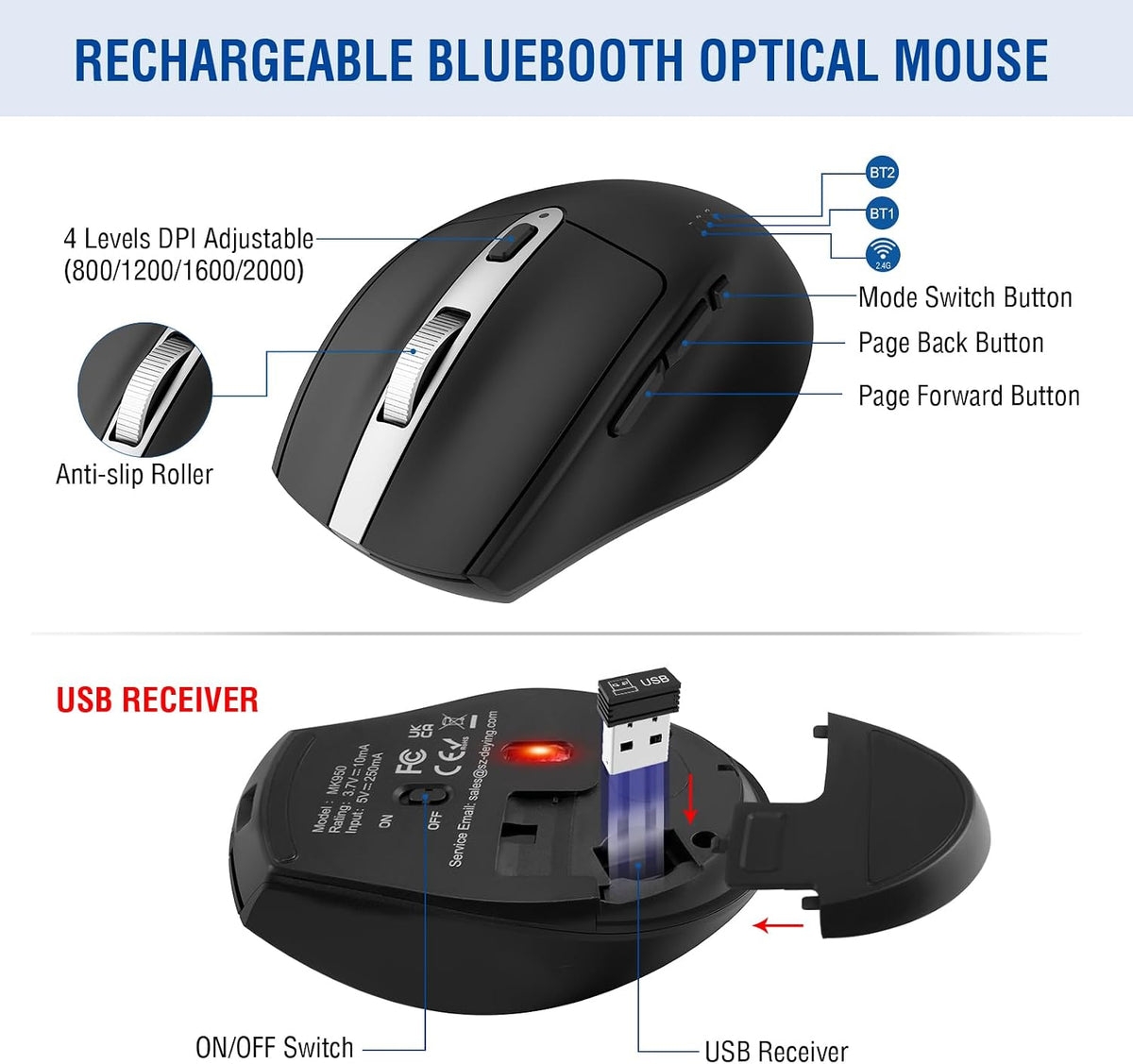 MK960 Ergo Combo de Teclado y Ratón Inalámbrico, Bluetooth\/2.4G Di...