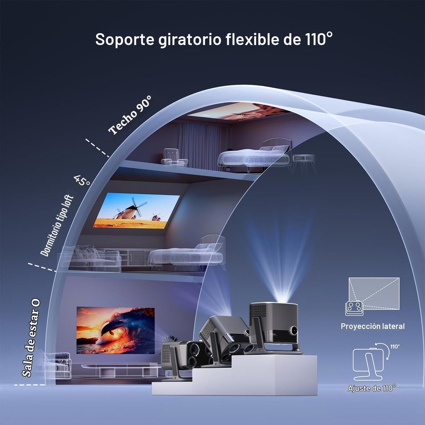 Aurzen BOOM - Mini proyector inteligente Google TV con WiFi y Bluet...