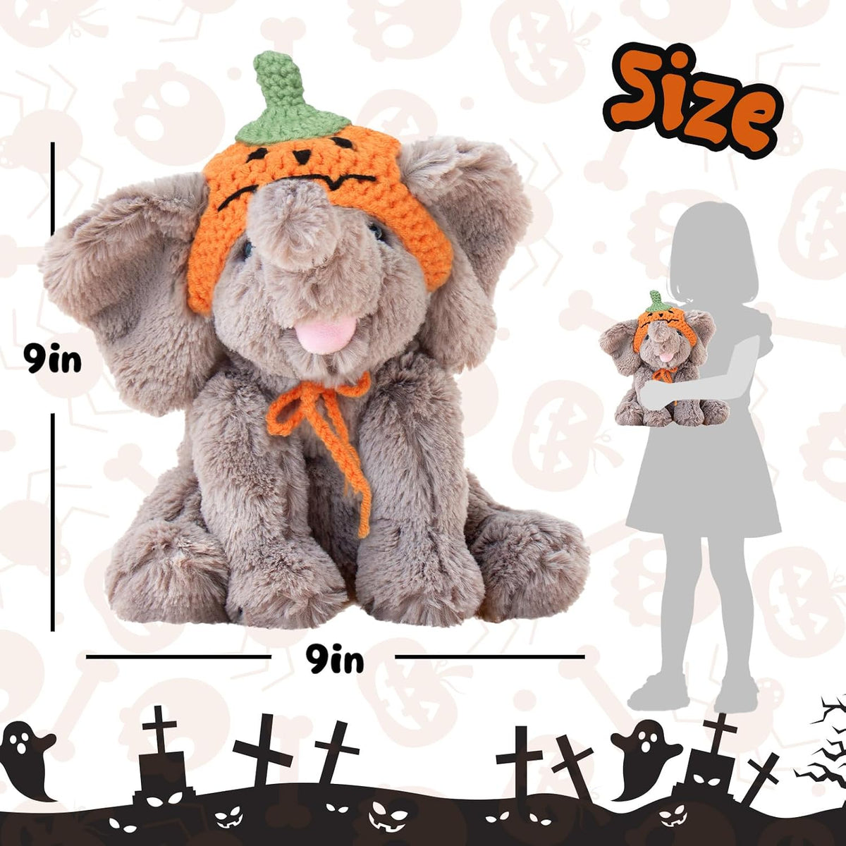 Hopearl Adorable elefante de peluche de Halloween con sombrero de c...