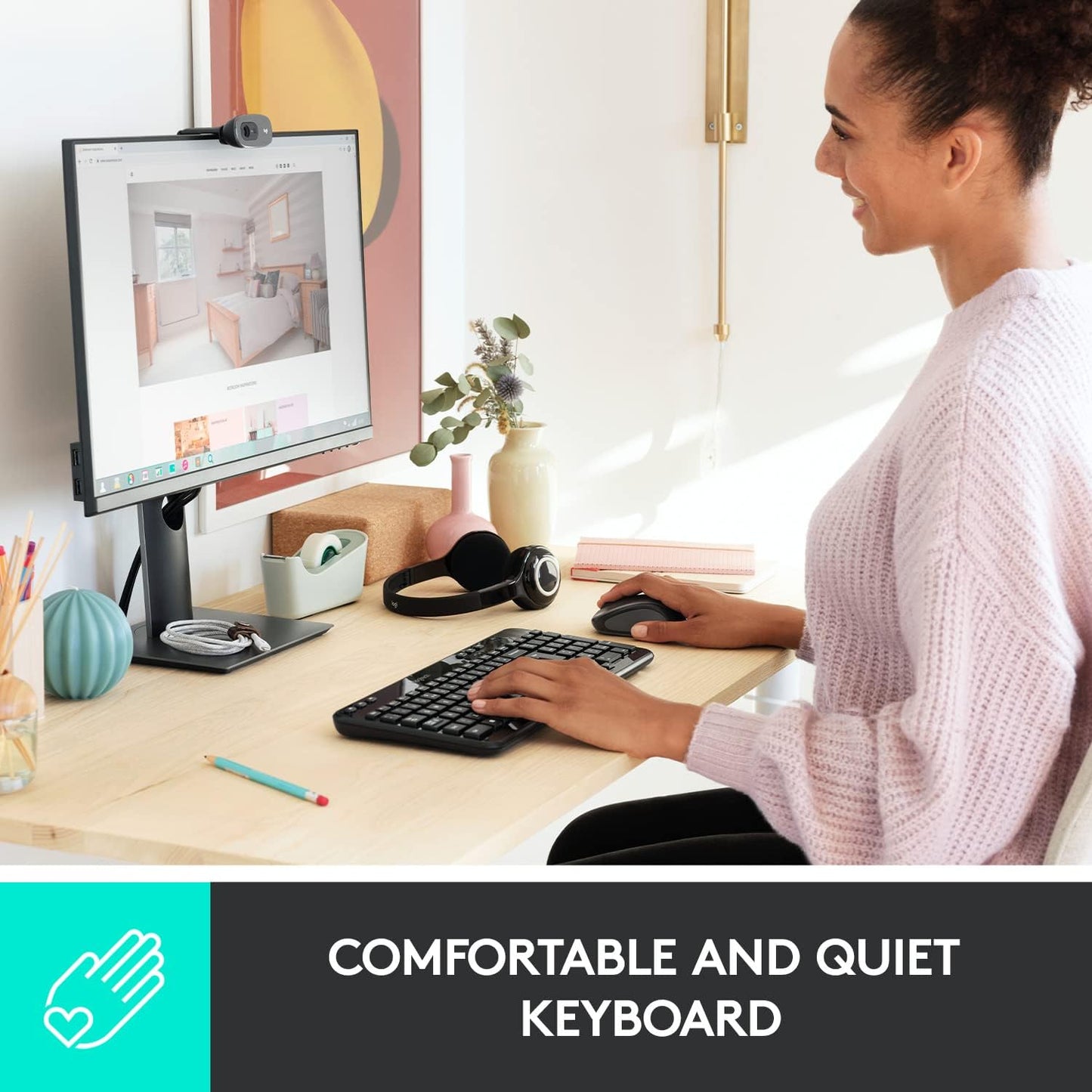 K360 teclado inalámbrico para Windows, negro, Negro Paquete de 10