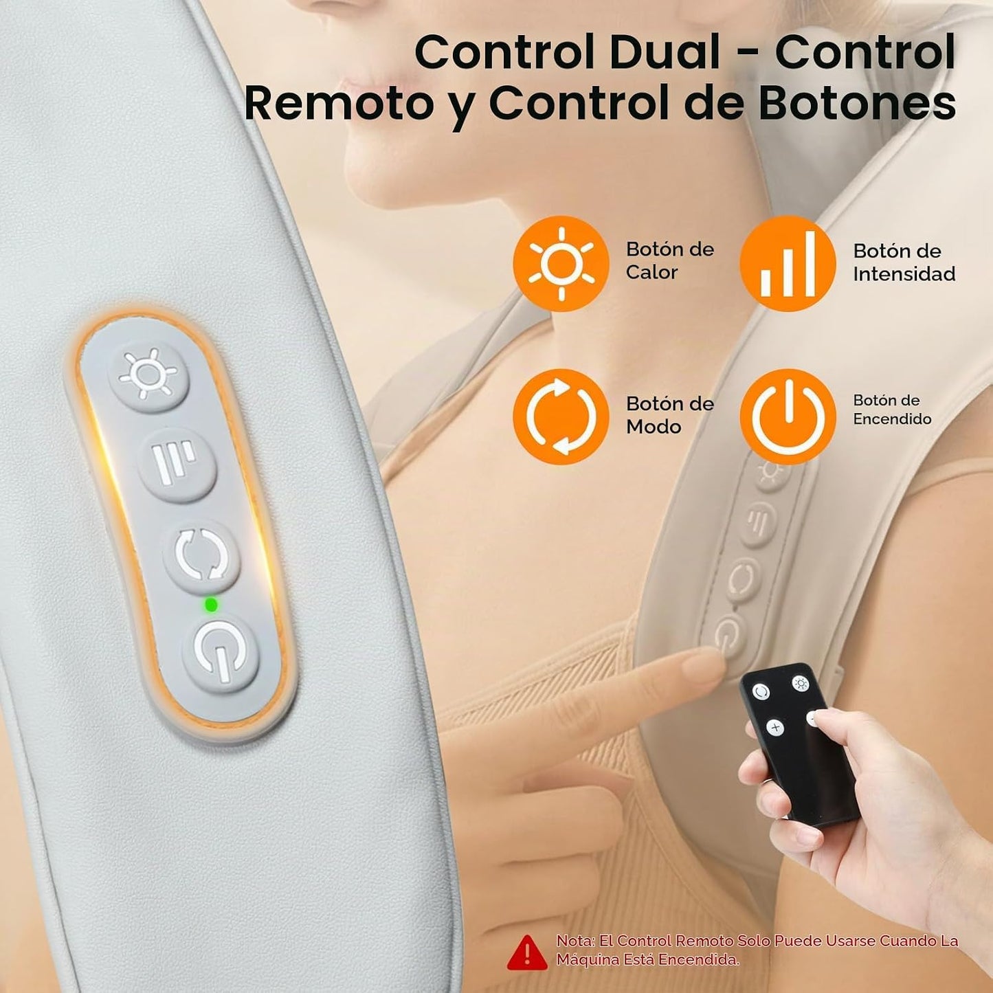 Masajeador de cuello inalámbrico con calor, control remoto Shiatsu...