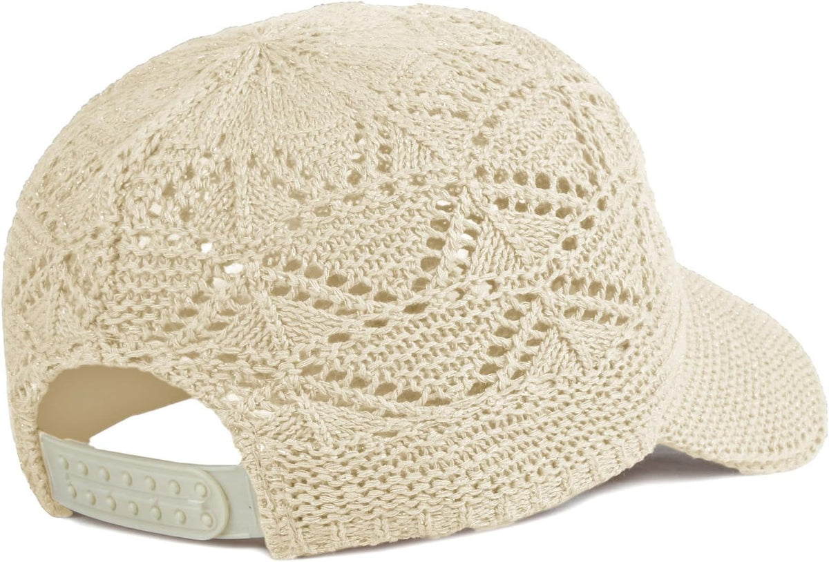 FASHIXD Gorra de béisbol de malla tejida para mujer, de hilo de ver...
