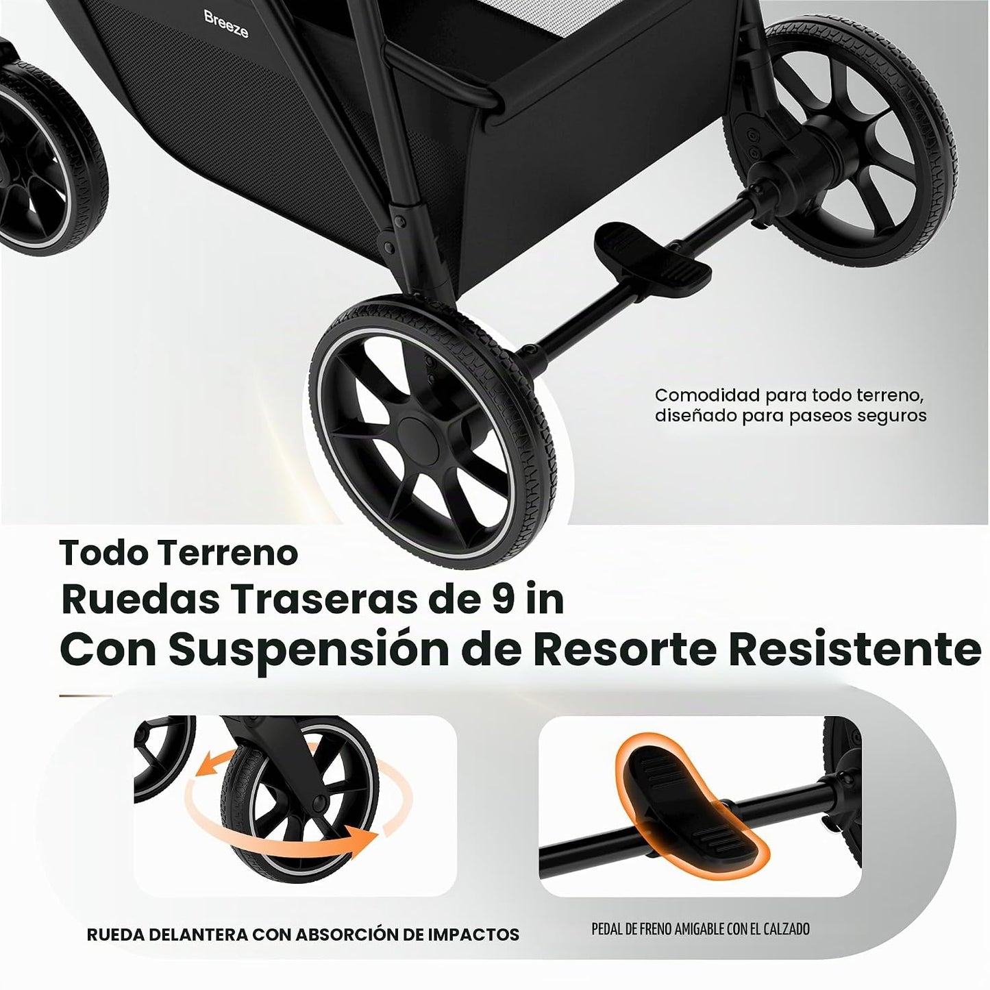Babideal Cochecito de bebé para recién nacido y niño, plegado con u...