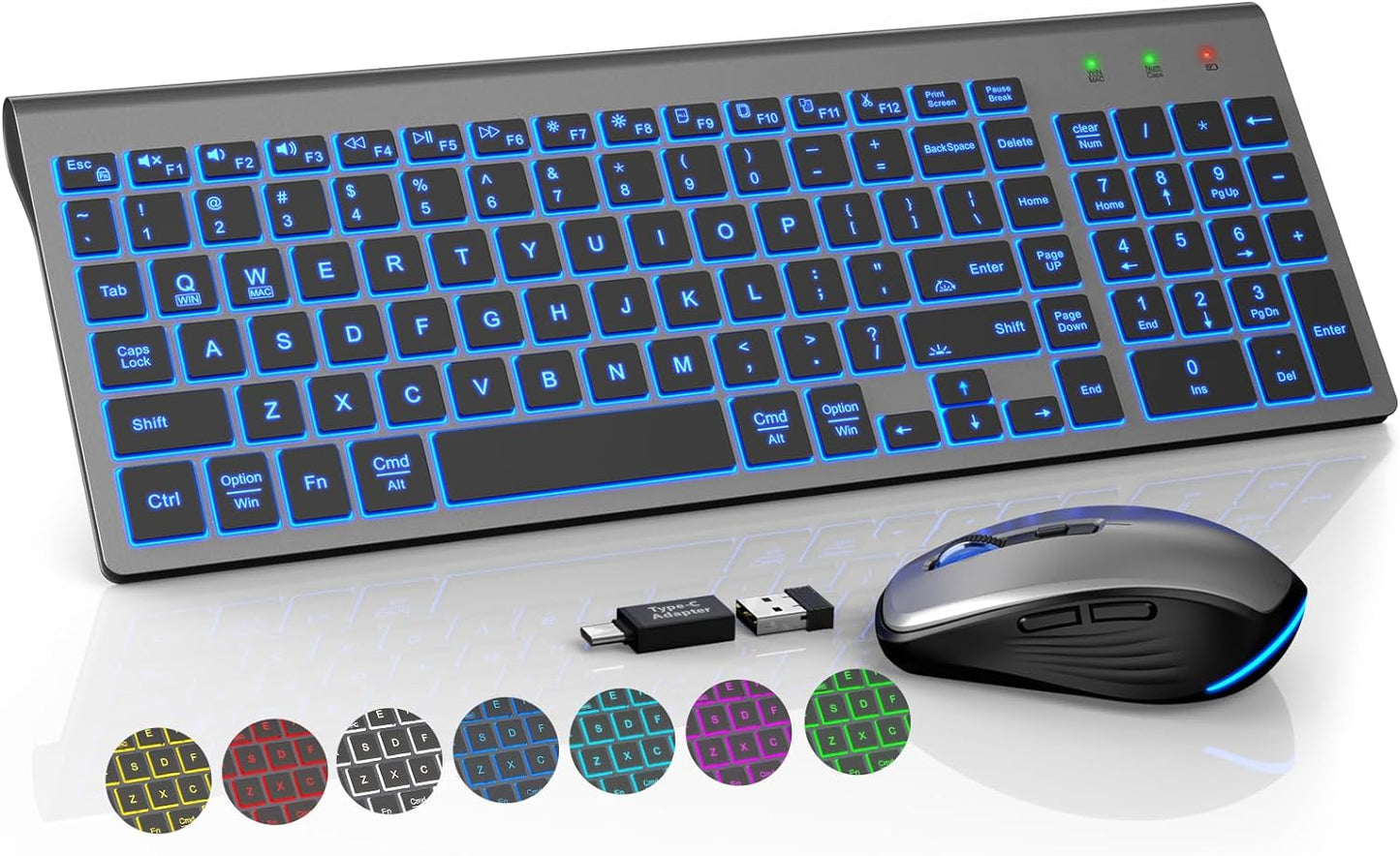 SABLUTE Combo de Teclado y Ratón Inalámbrico con Retroiluminación -...