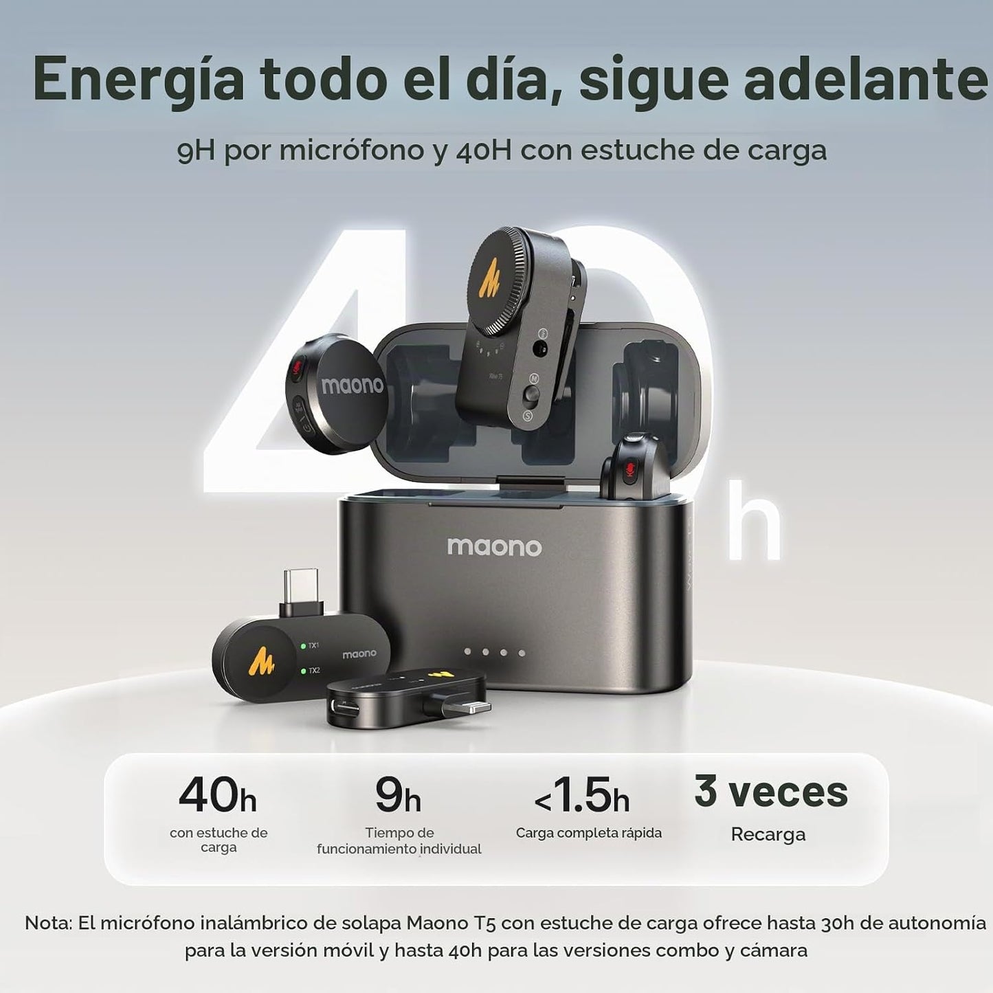 MAONO Micrófono Lavalier inalámbrico para iPhone\/Android\/cámara\/...