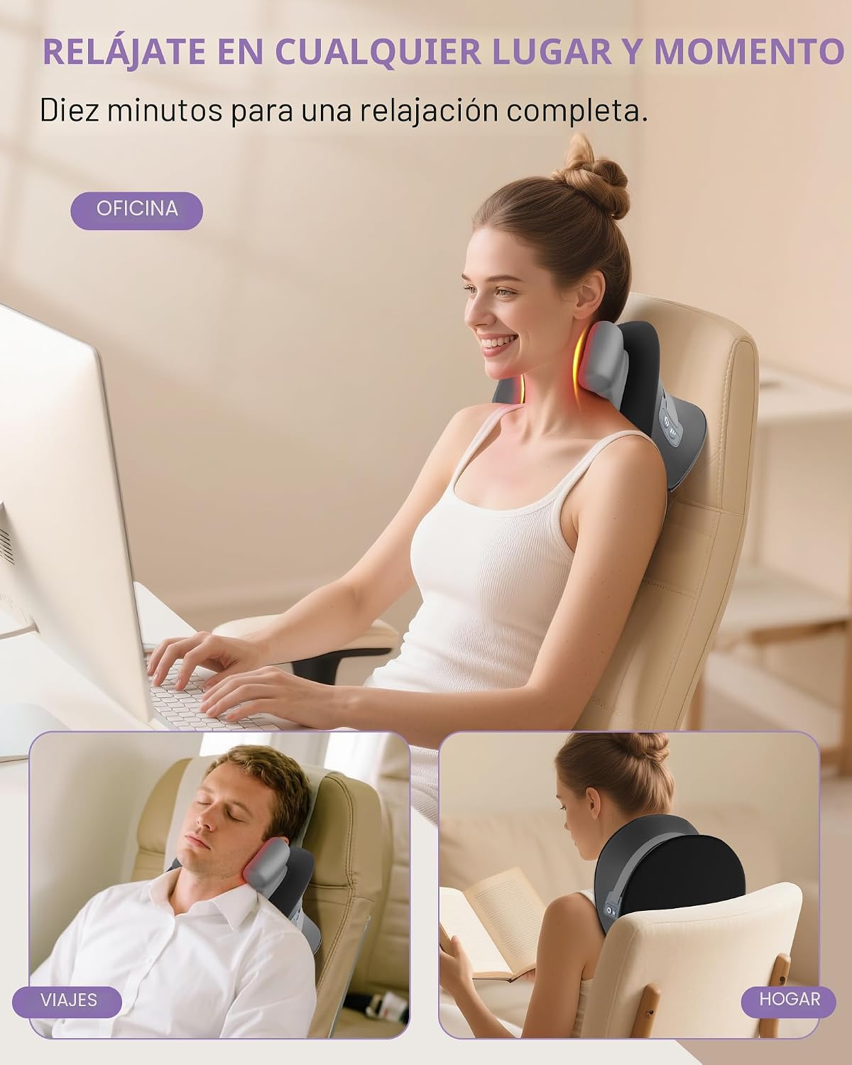 snawowo Shiatsu Masajeador de cuello con calor, relajación de espal...