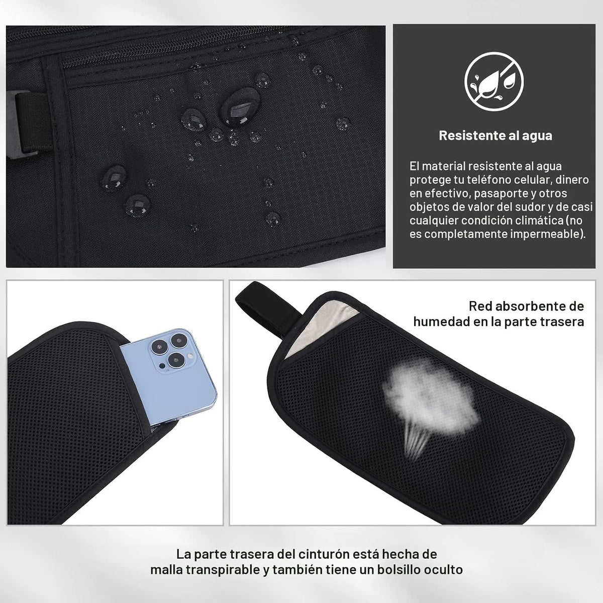 DAITET Cinturón de dinero, soporte para pasaporte, cartera de viaje...