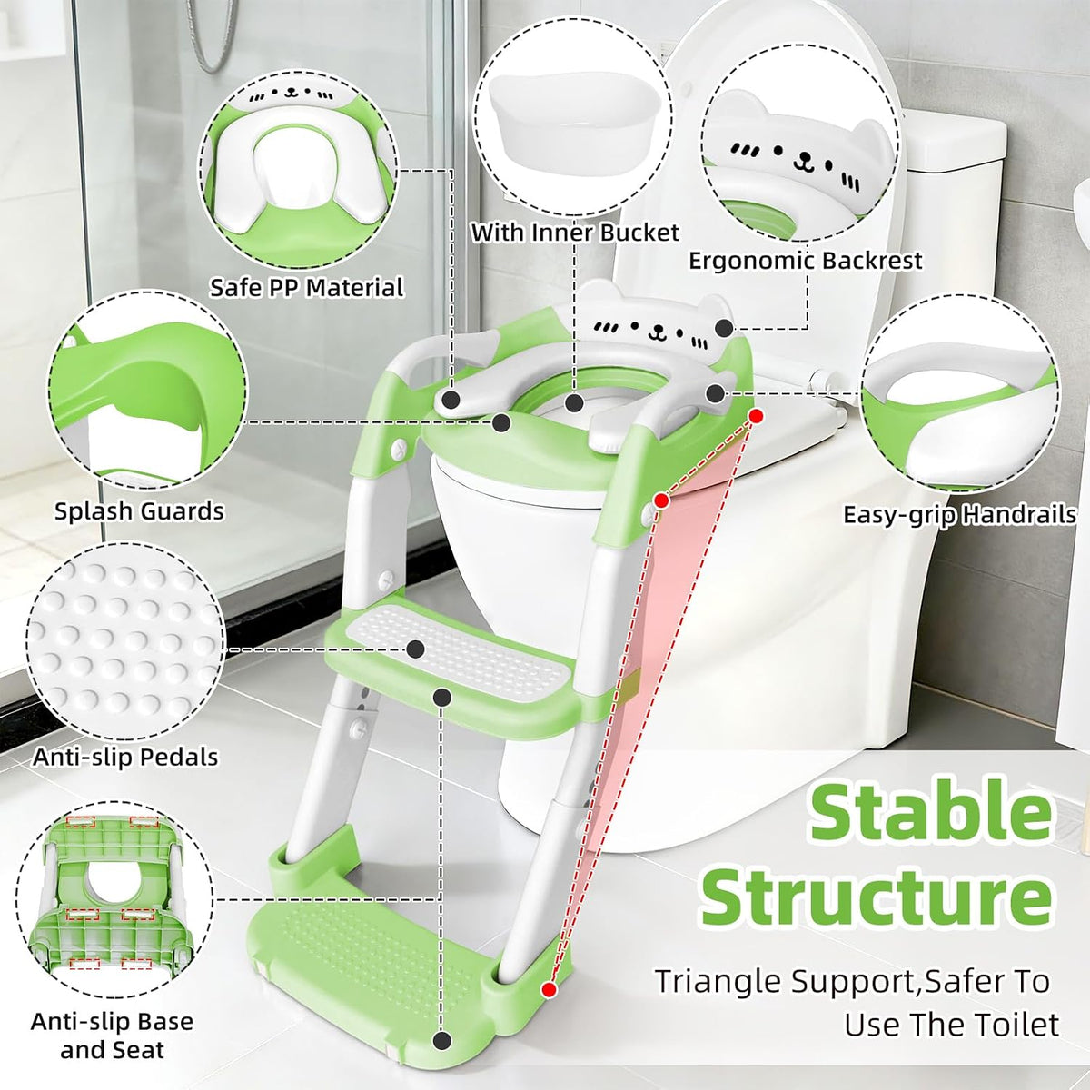 Asiento de entrenamiento para ir al baño, asiento de inodoro mejora...