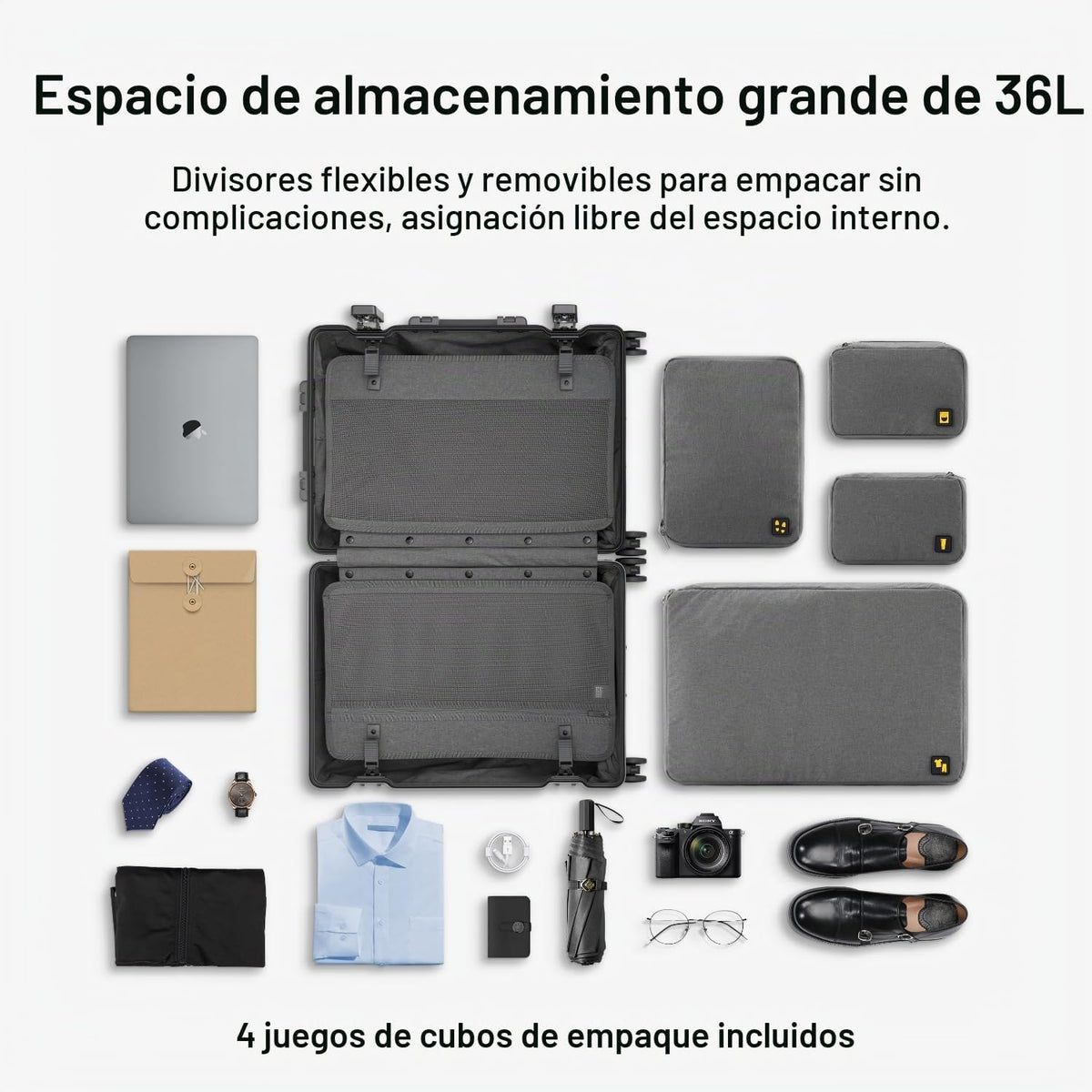 LEVEL8 Serie de equipaje de mano de aluminio Gibraltar, Gris oscuro...