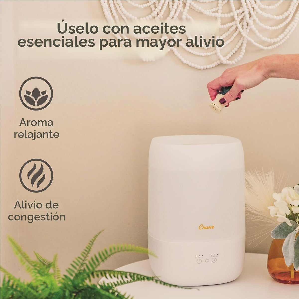 Crane - Humidificador ultrasilencioso 3 en 1 para bebé con bandeja...