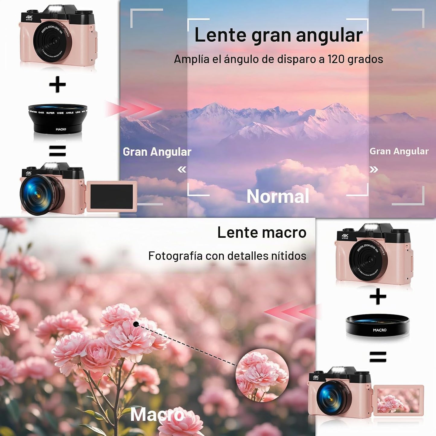 Cámara digital, FHD 4K 75MP WiFi para videoblogging y YouTube con p...