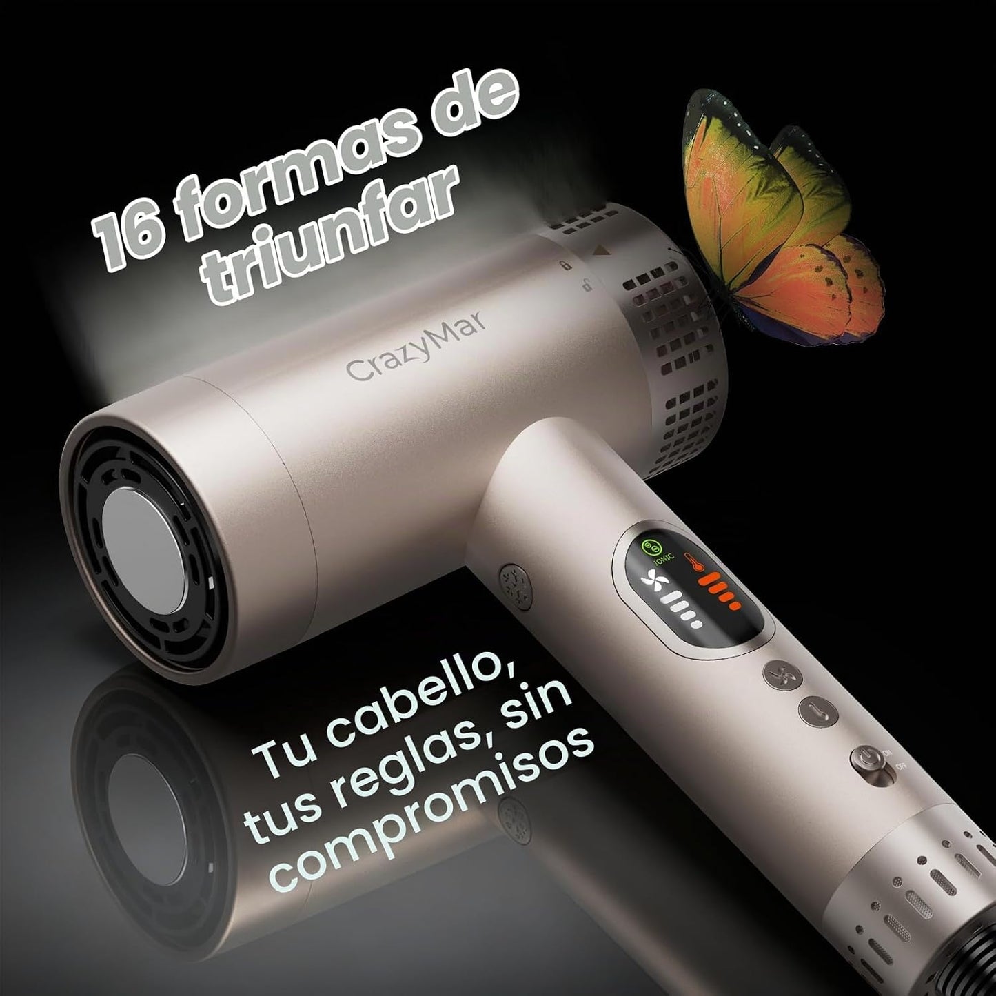 CrazyMar Secador de pelo iónico de alta velocidad con difusor, pant...