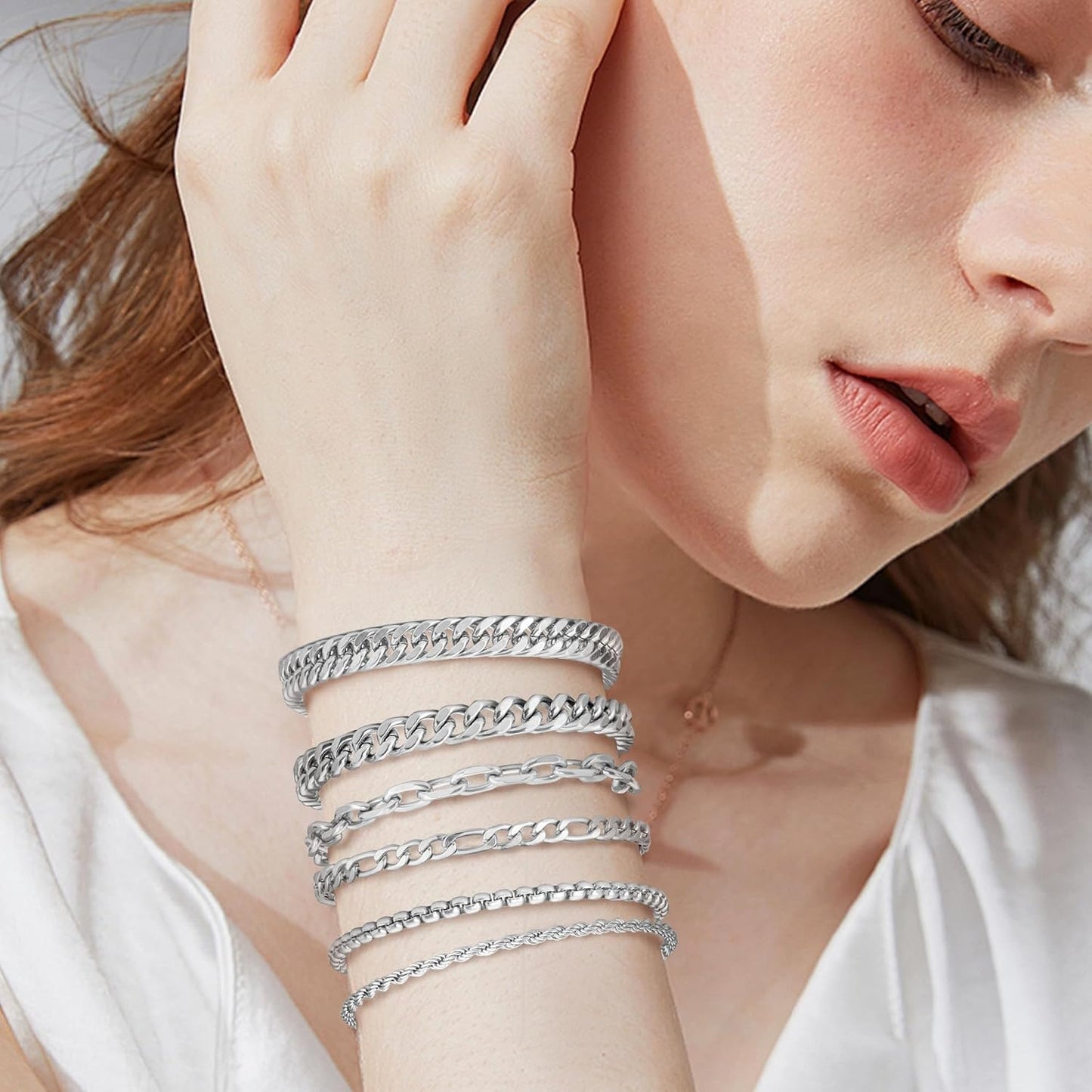 XIANNVXI Juego de 6 pulseras de acero inoxidable para hombre y muje...