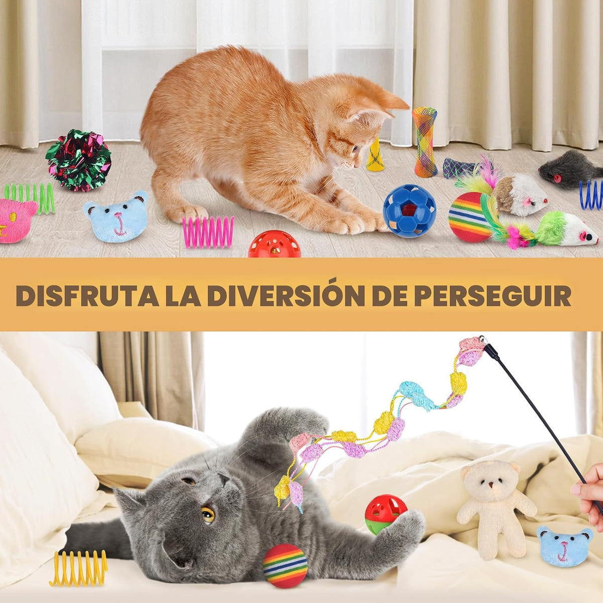QUOZUO Juego de 30 Piezas de Juguetes para Gatos, Juego de Juguetes...