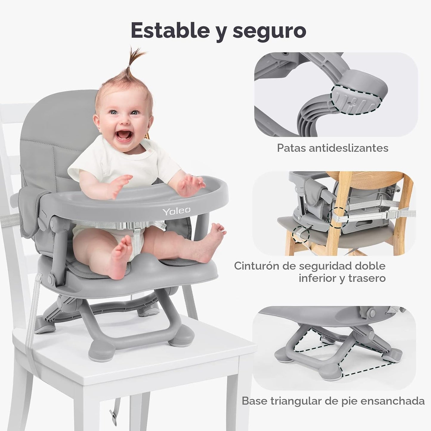 YOLEO Silla alta para bebé, asiento elevador para mesa de comedor,...