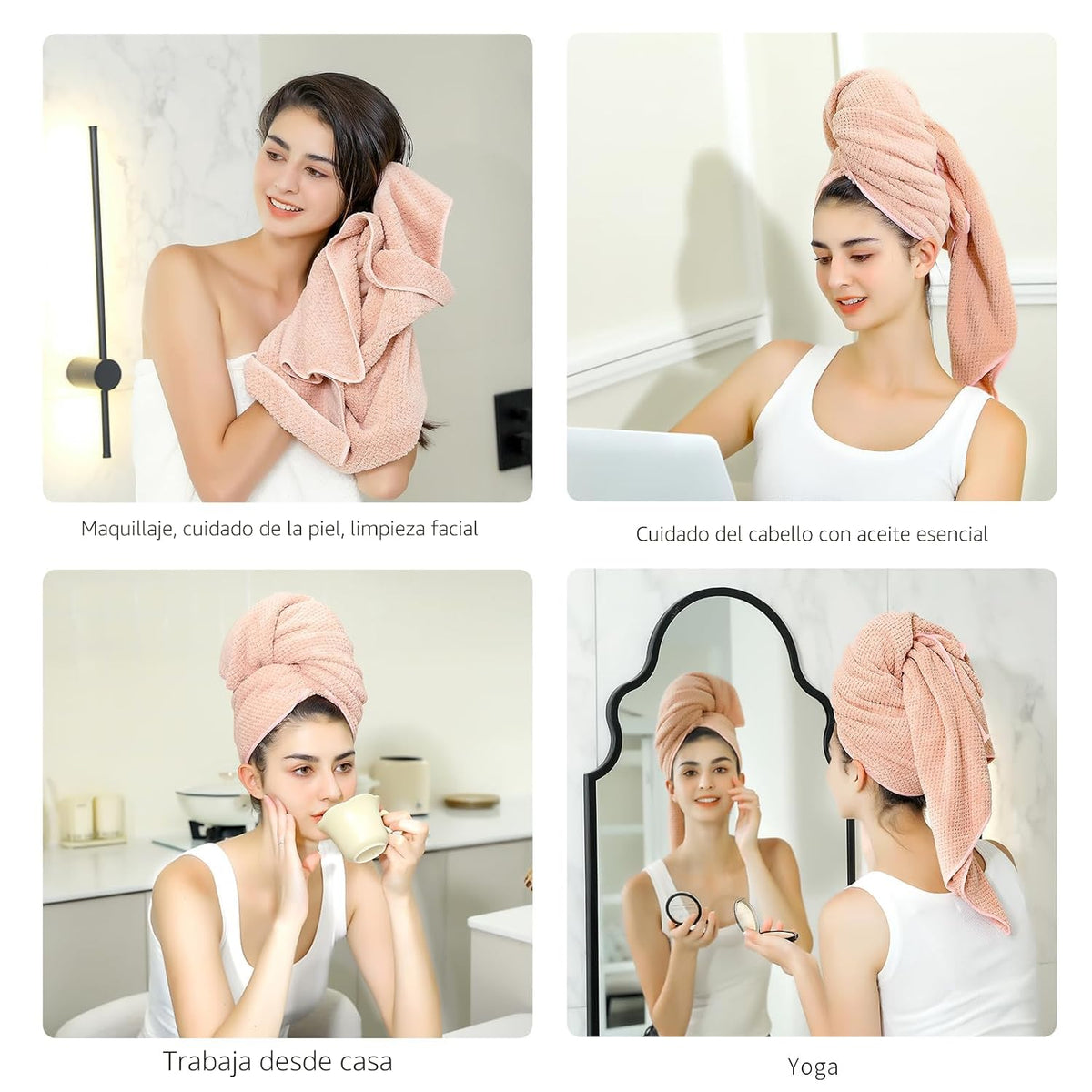 Laojbaba Toalla de microfibra para el cabello de secado rápido, toa...