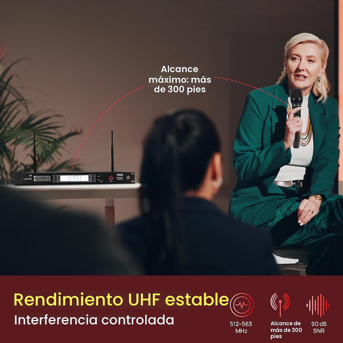 Pyle Sistema de micrófono inalámbrico UHF de 8 canales con 8 micróf...