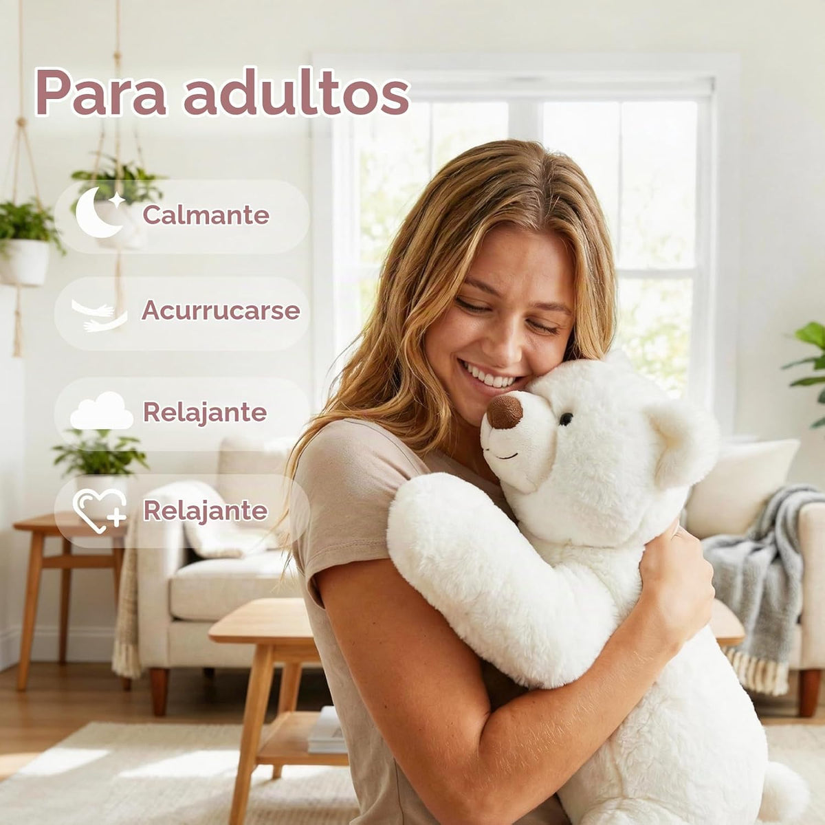 Niuniu Daddy Peluche de oso polar con peso para niños y adultos, 25...