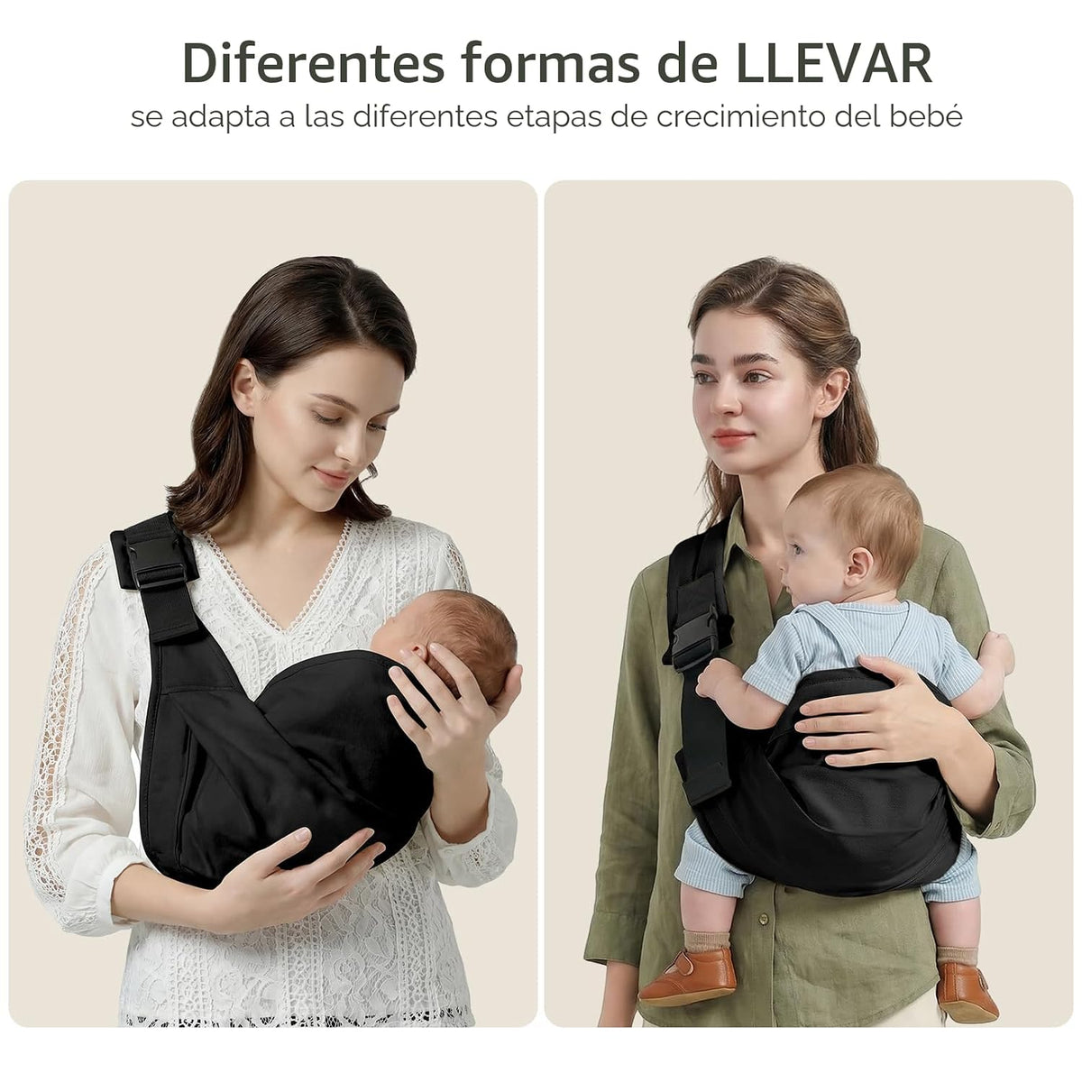 MISSWISDOM Portabebés, portabebés para niños pequeños con doble heb...