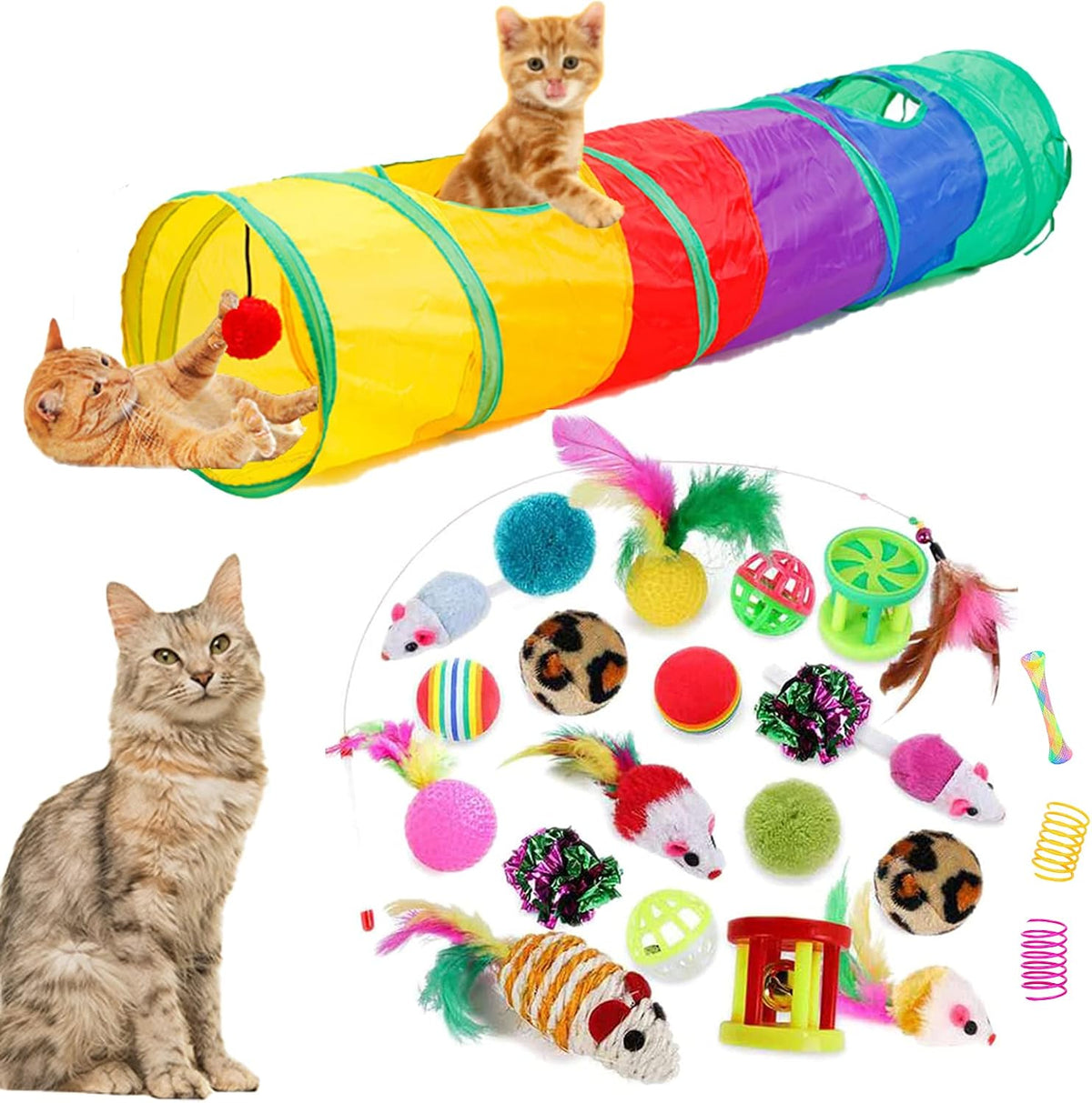 32 piezas de juguetes para gatos, juguetes interactivos para gatito...