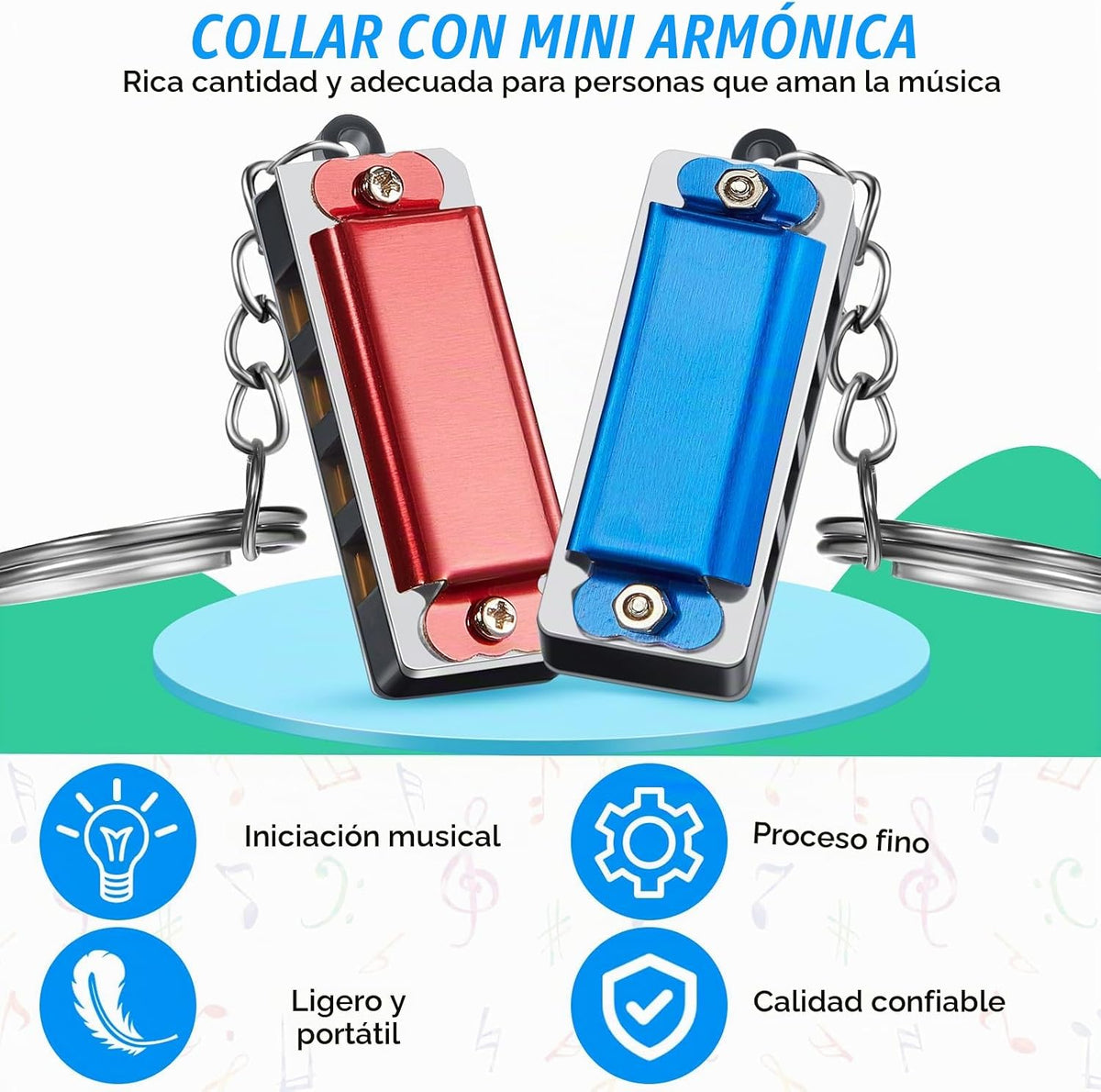 Ecally - 32 llaveros de armónica mini a granel para fiesta musical...