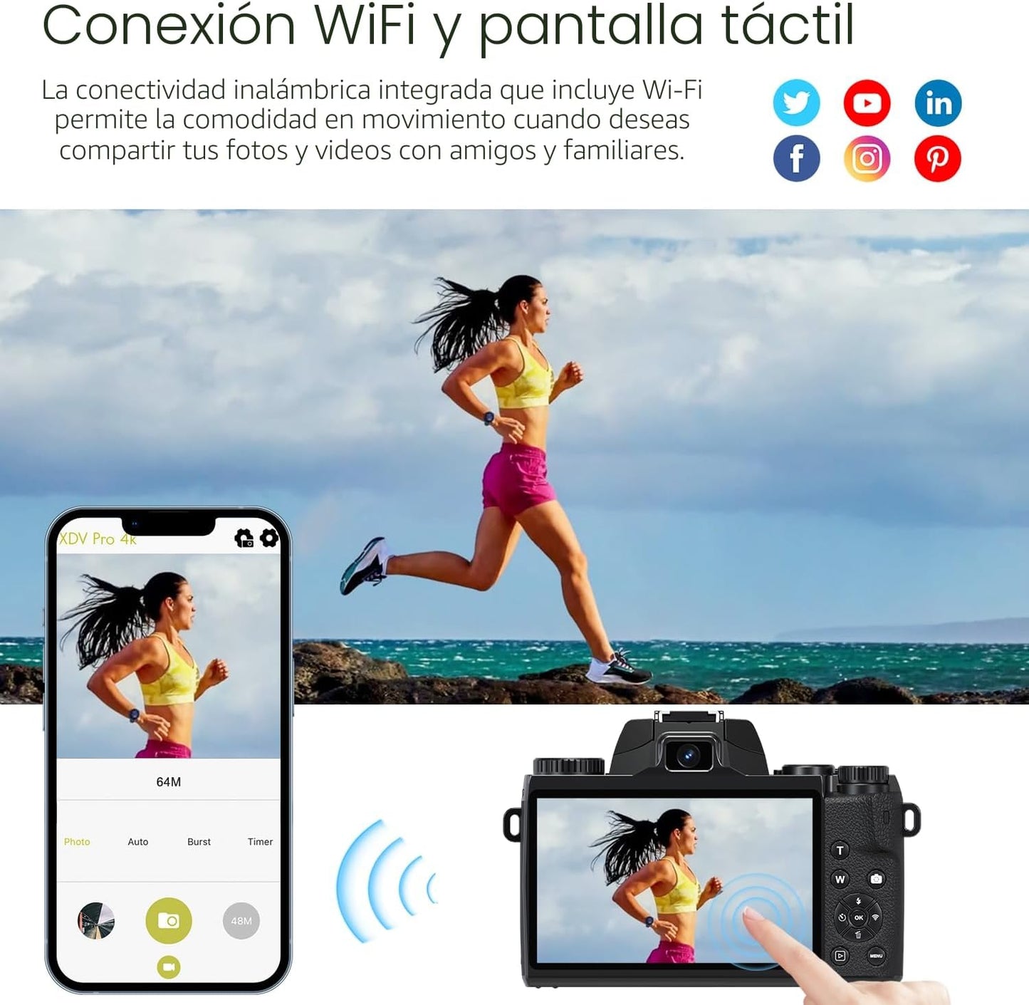Saneen Cámara digital, cámaras 4K para fotografía y video, cámara d...