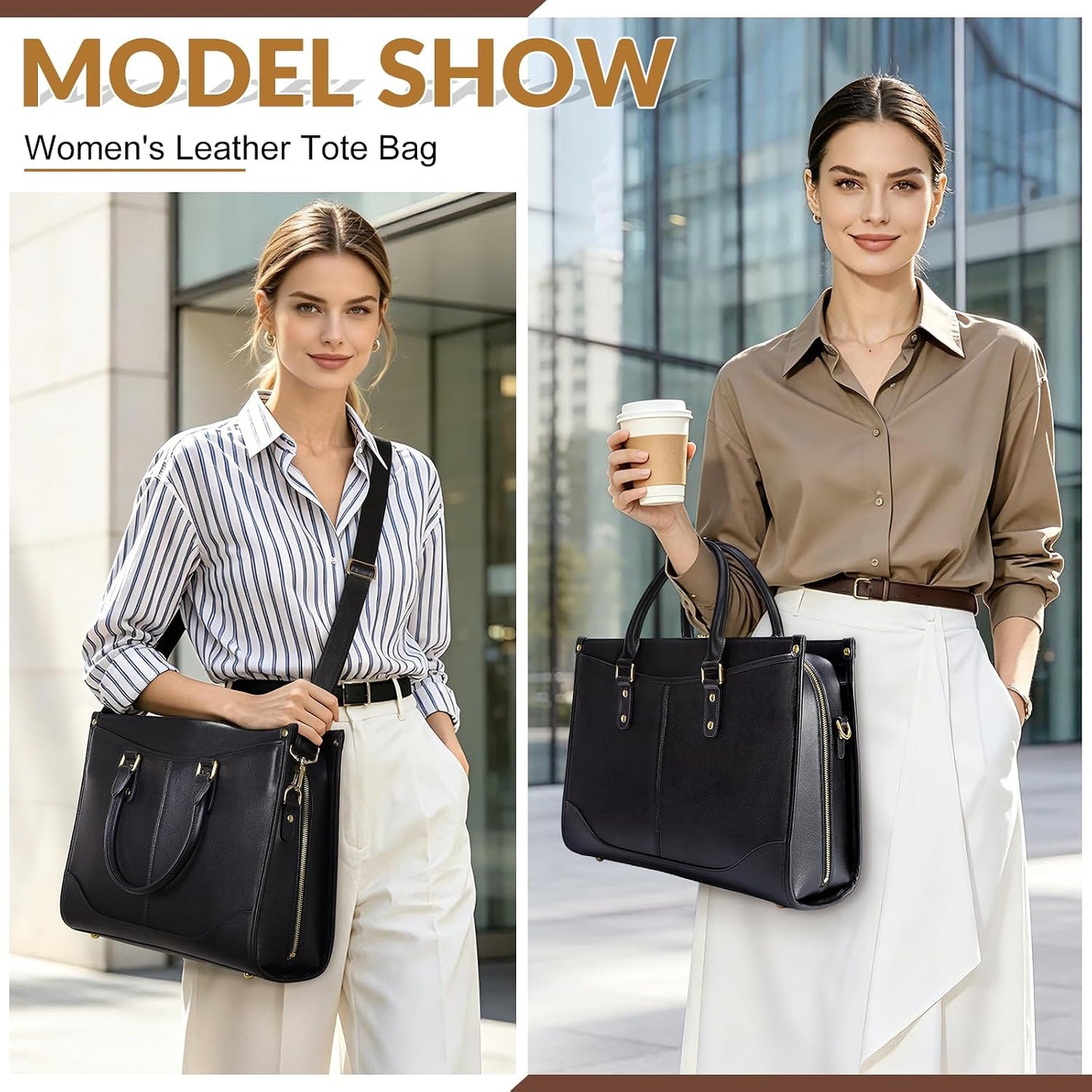 LuxCuir Bolso de mano de cuero genuino para mujer, para el trabajo,...