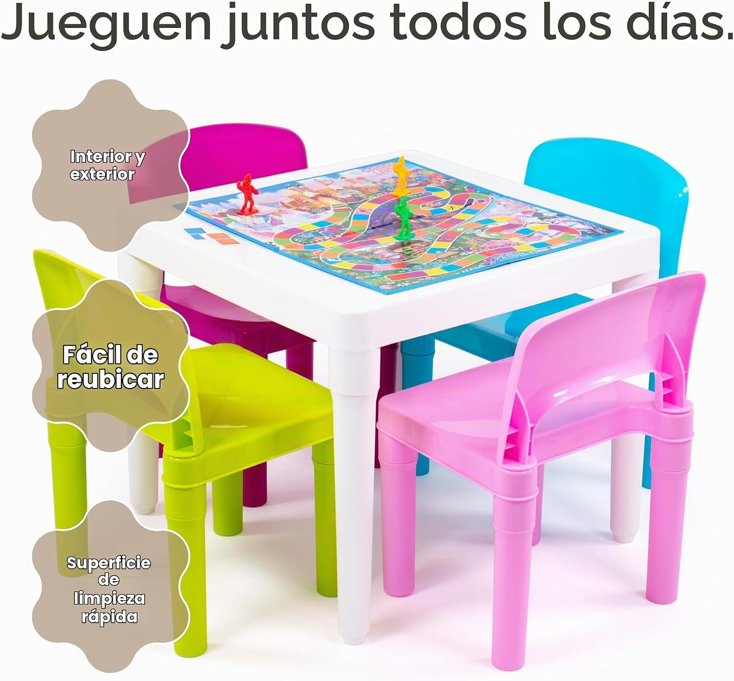 Tot Tutors - Juego de mesa y silla cuadrada de 5 piezas para niños...