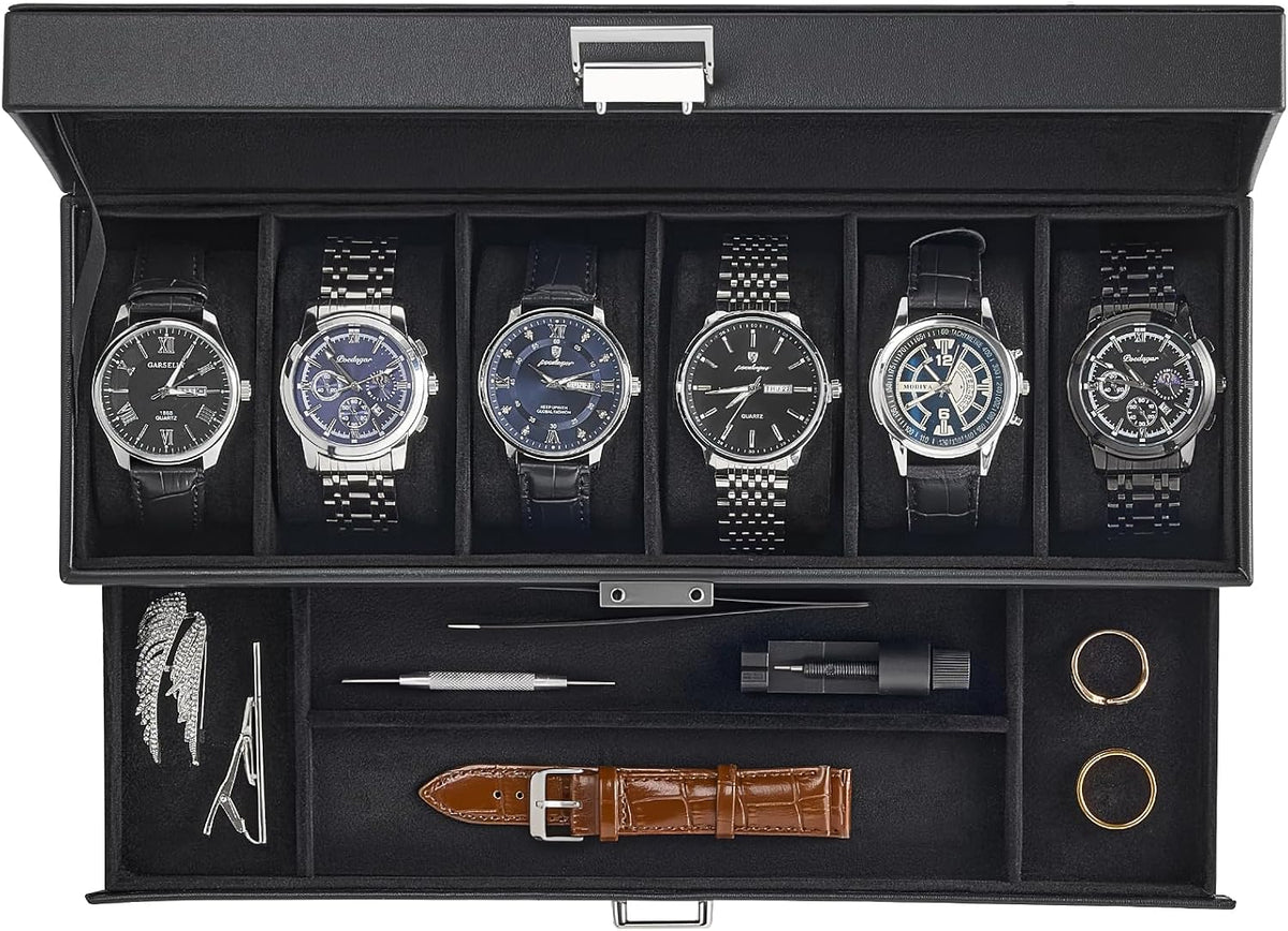 ProCase Estuche para reloj, organizador de caja de reloj con 6 ranu...