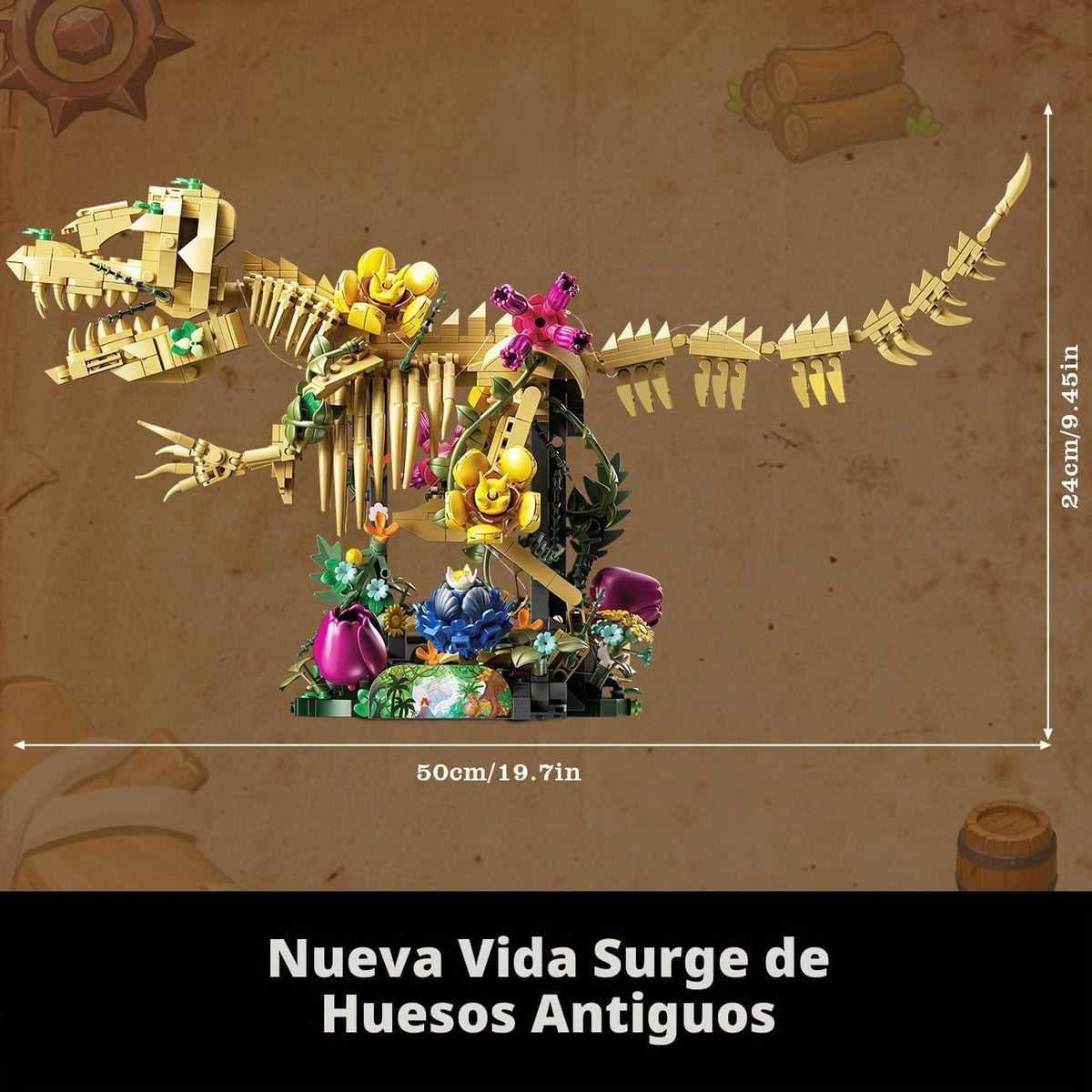 CUBIMANA Juego de construcción de flores fósiles de dinosaurios con...