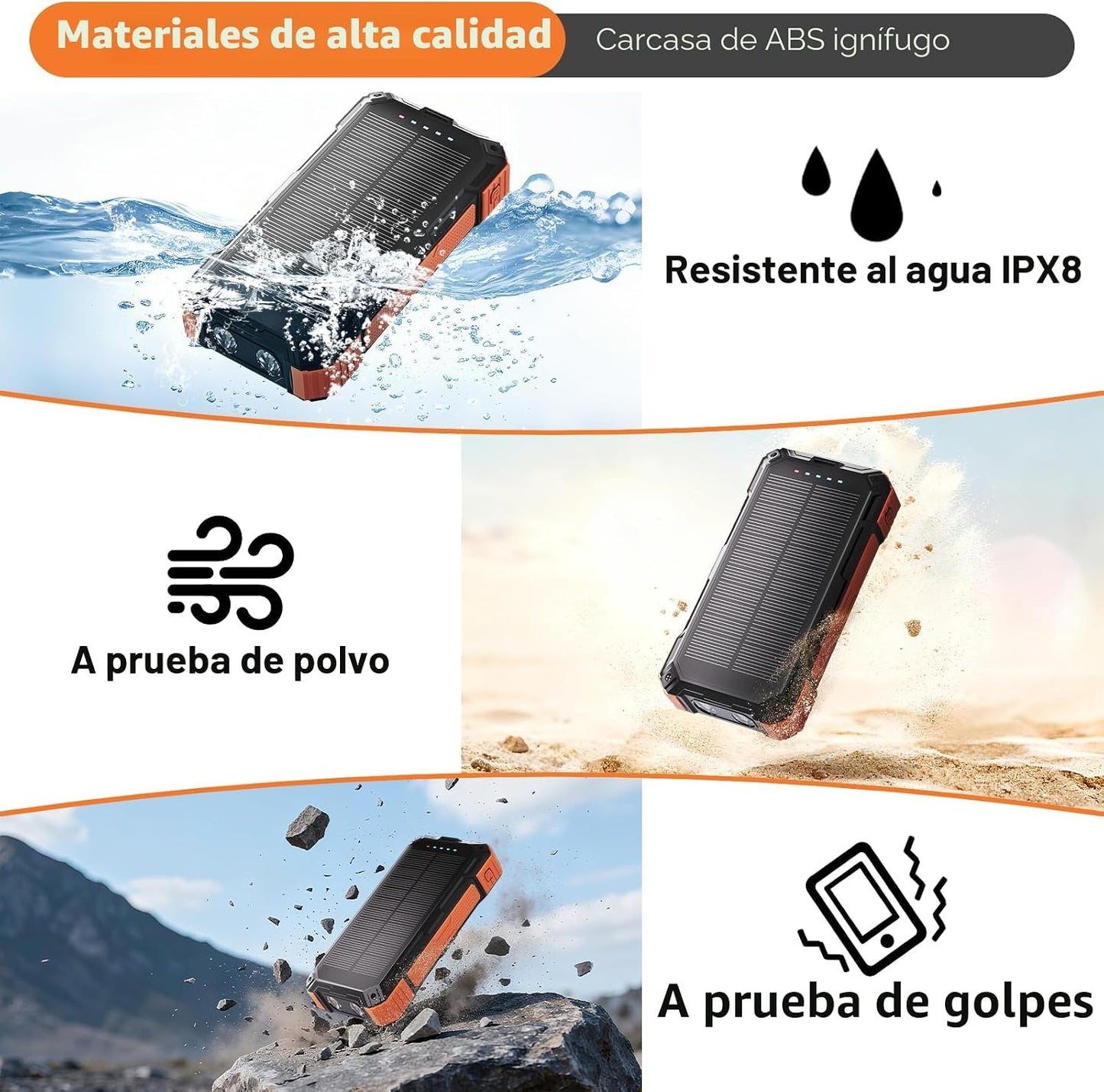 ERRBBIC - Cargador solar de 49800 mAh, cargador de teléfono portáti...