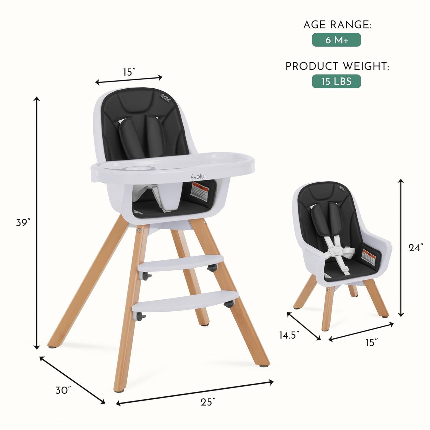 Evolur Zoodle - Silla alta 2 en 1 para bebé y niño pequeño, silla a...