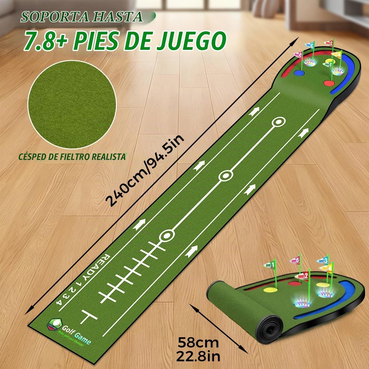 TERRAMUS Alfombrilla de Golf Mejorada para Niños, Verde con Agujero...