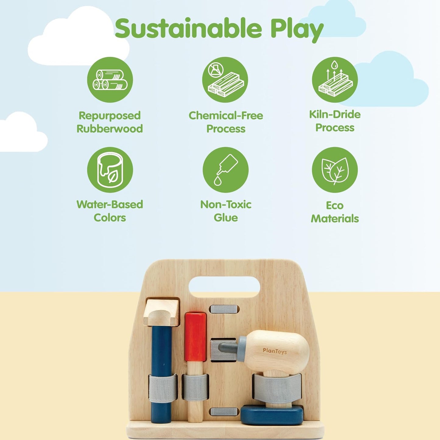 PlanToys Práctico juego de carpintero de madera para el juego práct...