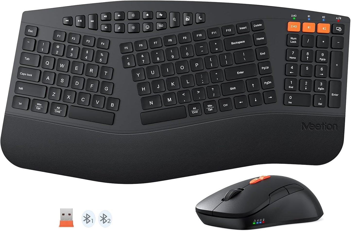 MEETION Combo ergonómico de teclado y mouse divididos, Bluetooth in...