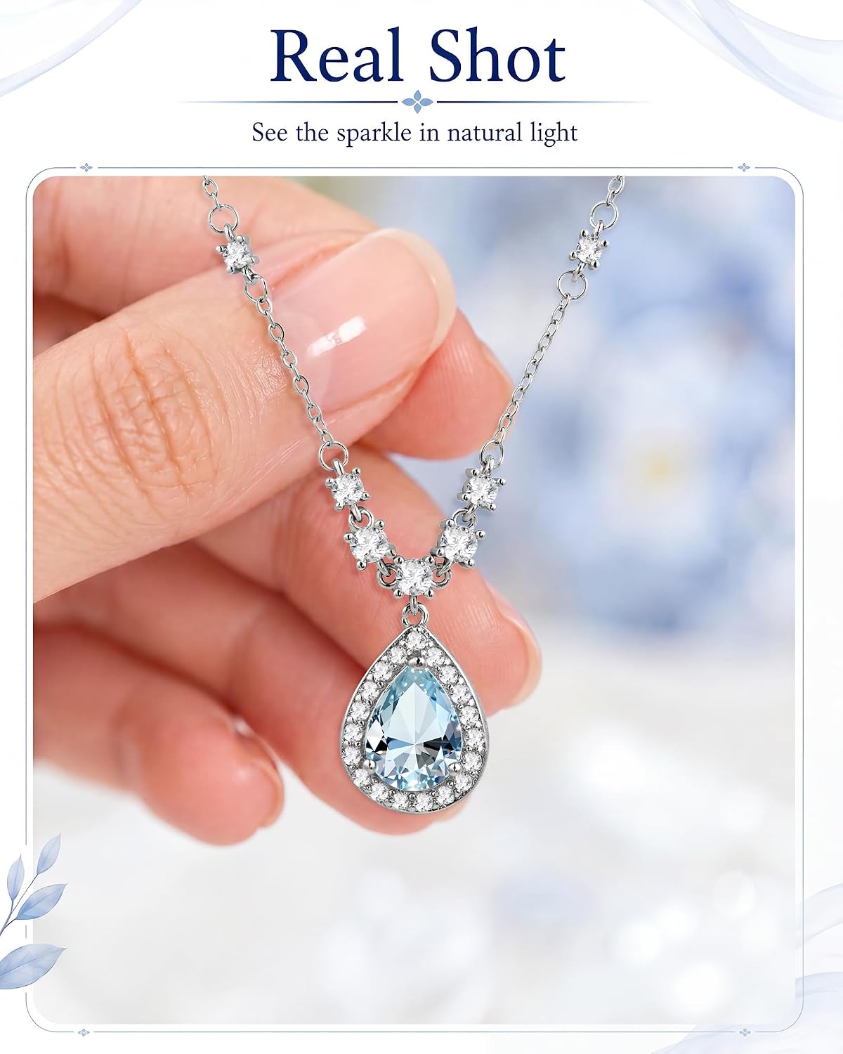 Watforsh Colgante de lágrima de plata con piedra natal de cristal a...
