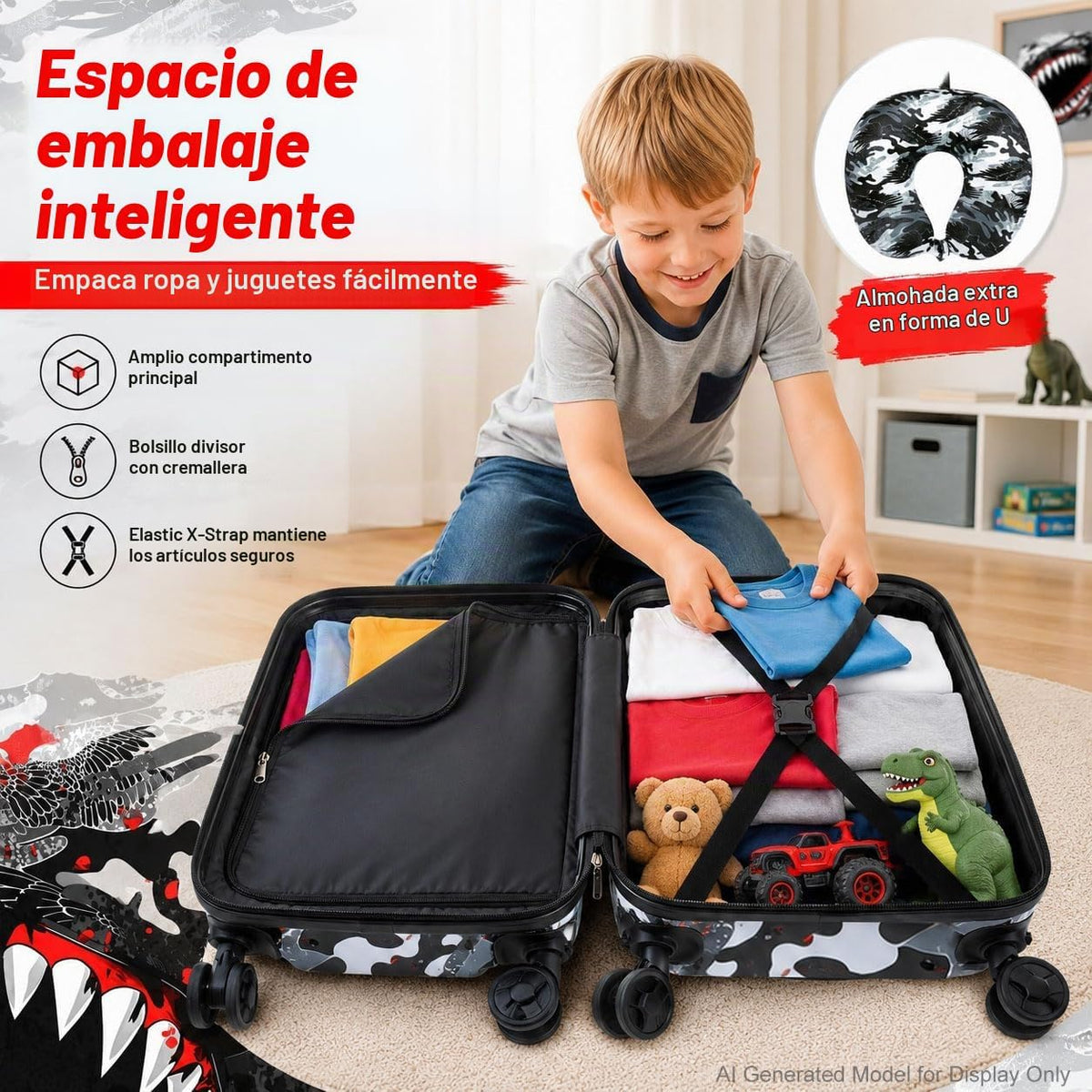 Juego de equipaje para niños y niñas, maletas rígidas para niños pe...