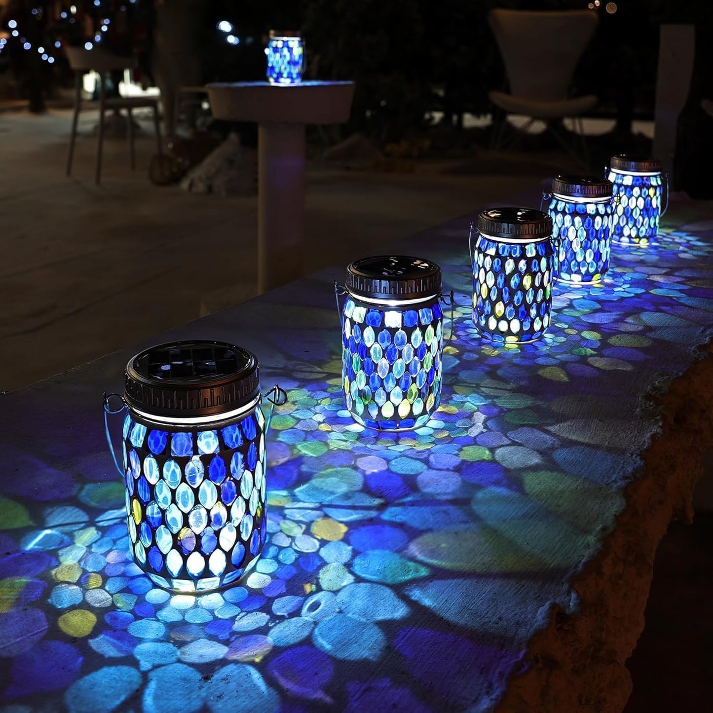 Cooo Paquete de 2 linternas de mosaico al aire libre impermeables c...