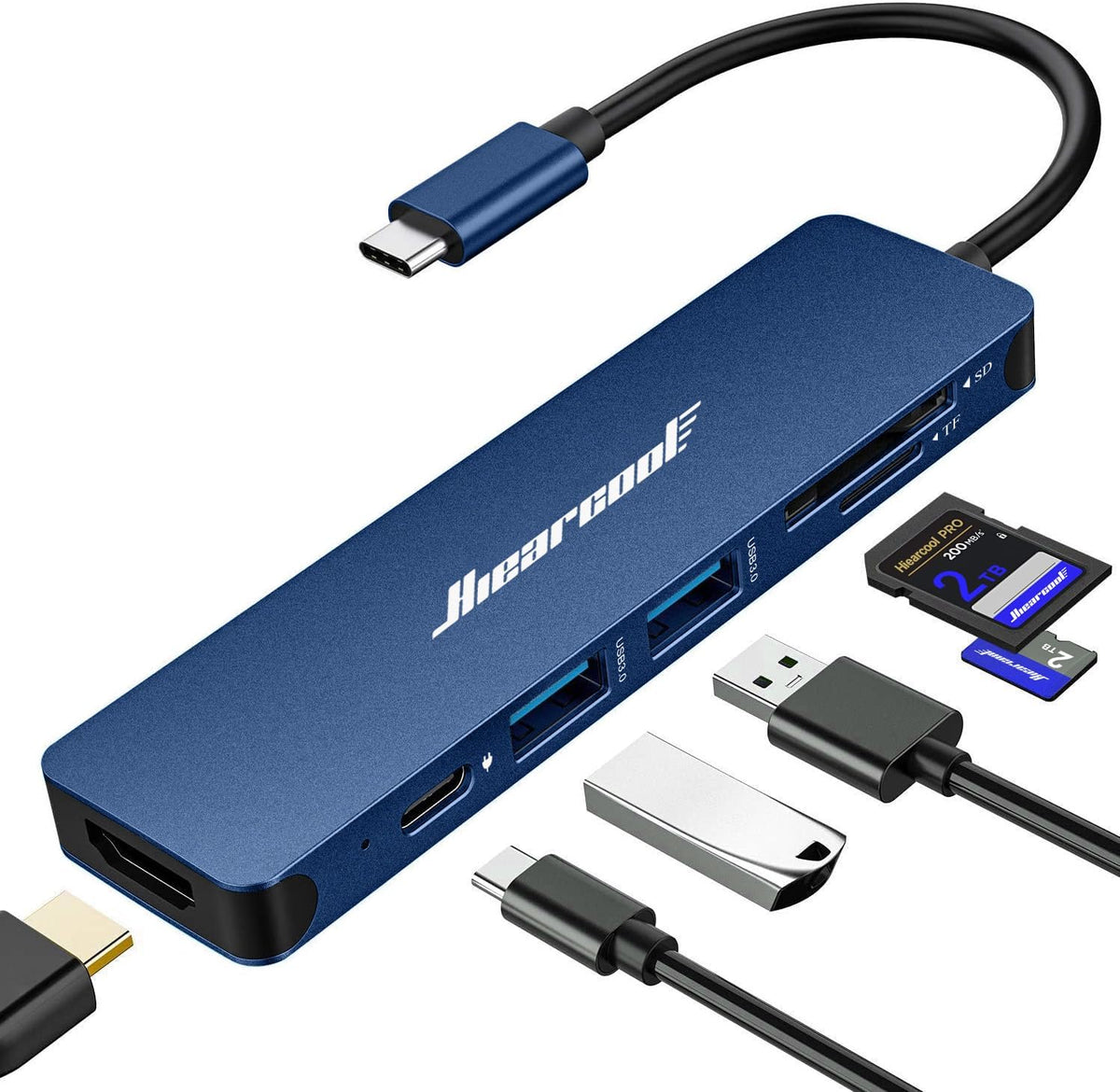 Hiearcool Hub USB C para MacBook Air\/Pro, adaptador USBC 7 en 1 mu...