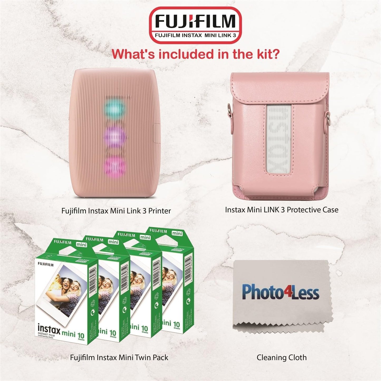 Paquete Fujifilm Instax Mini Link 3 Impresora Instax Mini Film (40...