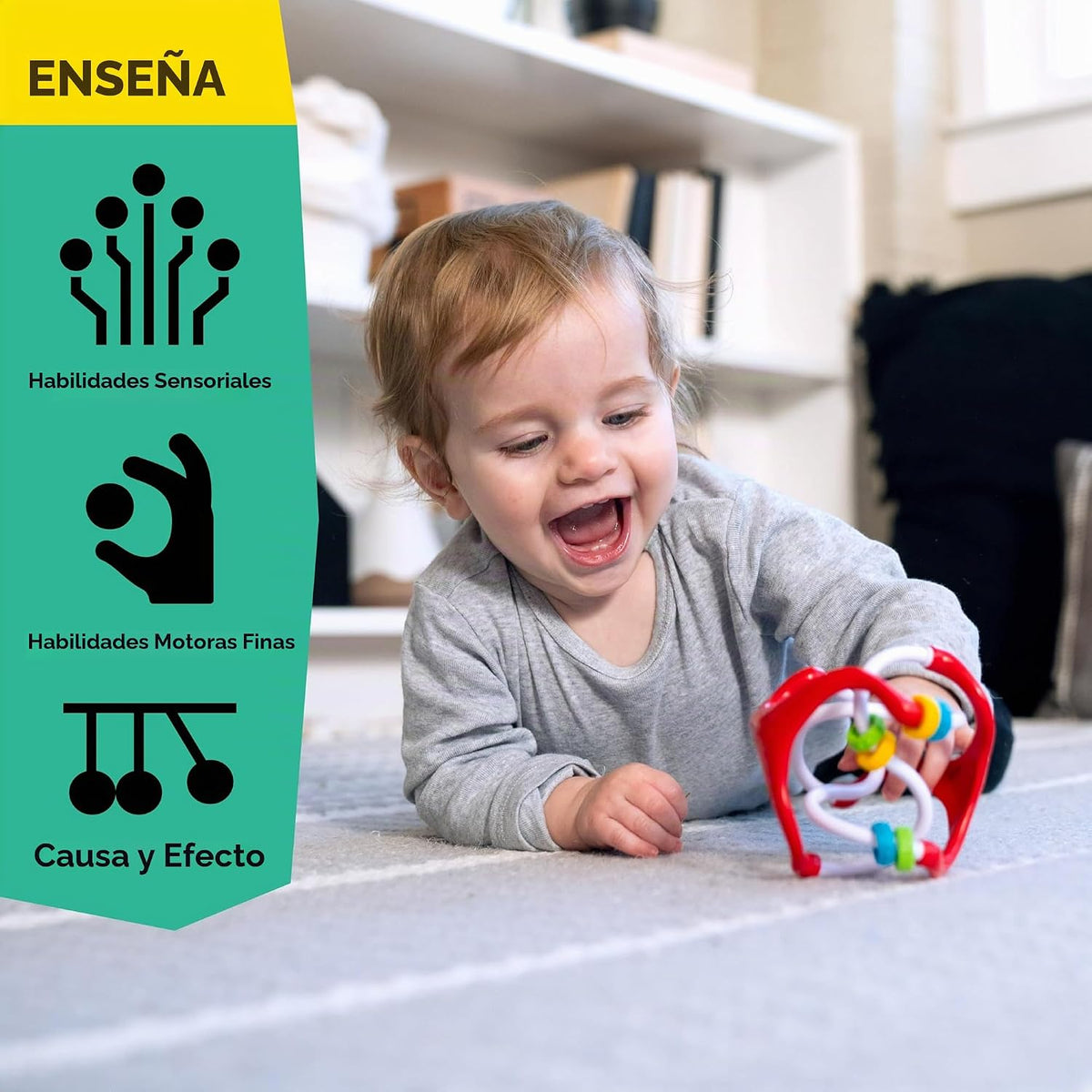 Baby Einstein Bola sensorial de deslizar y girar, juguete multisens...