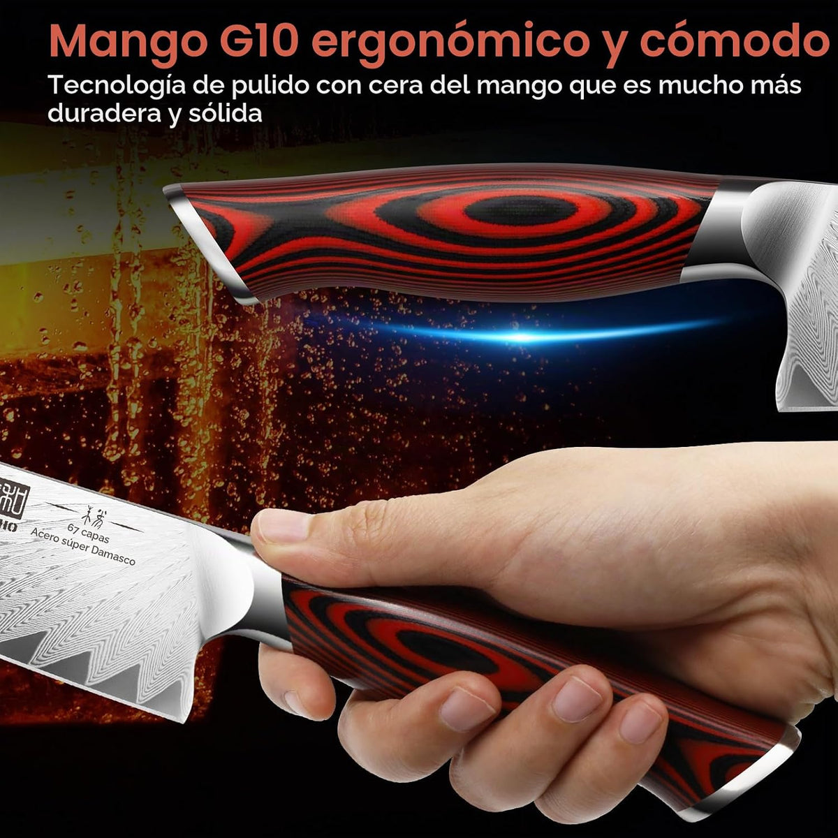 HOSHANHO Cuchillo de chef Damasco, cuchillo de cocina japonés profe...