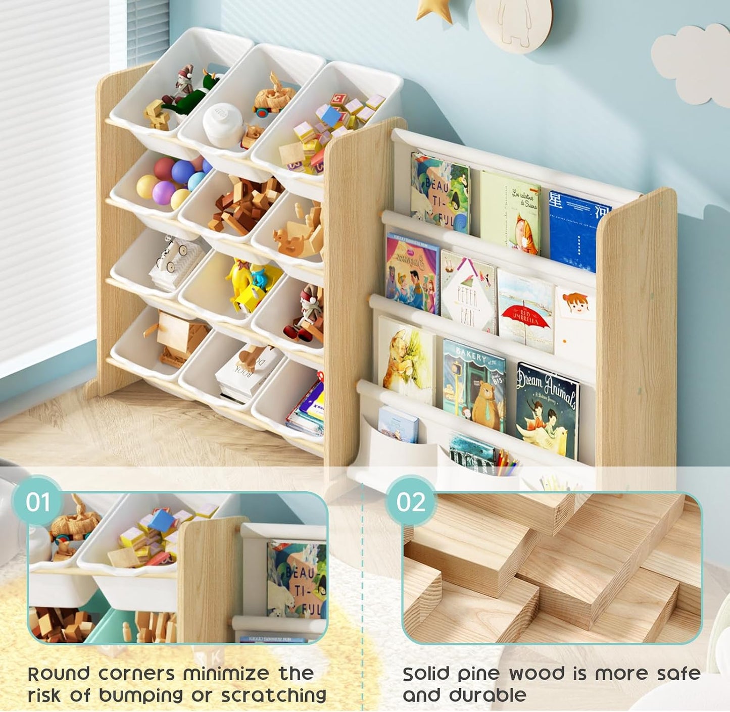 EXPERLAM Organizador de almacenamiento de juguetes para niños, orga...
