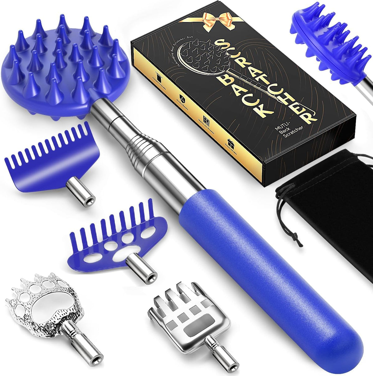 Rascador telescópico de espalda con 5 cabezas desmontables, regalo...