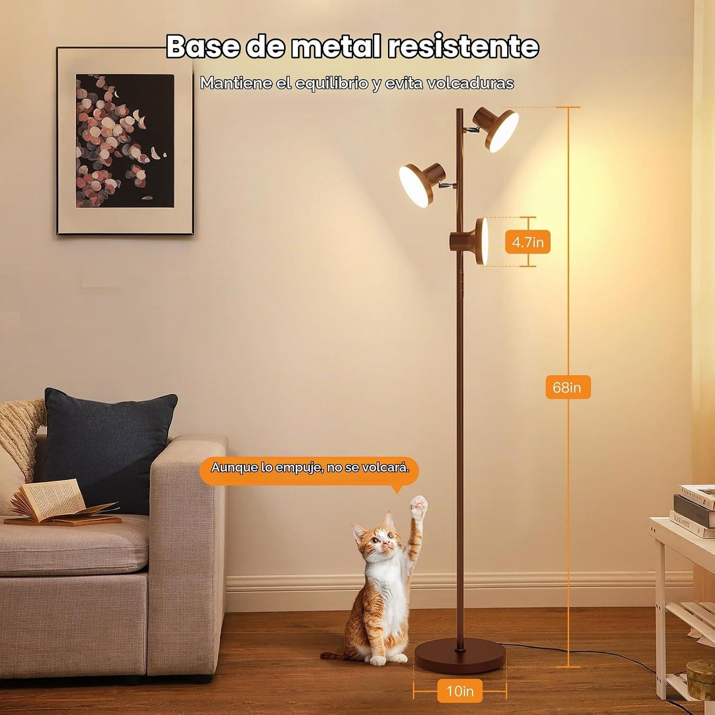 SIBRILLE Lámpara de pie LED de árbol de 36W, lámpara de pie ajustab...