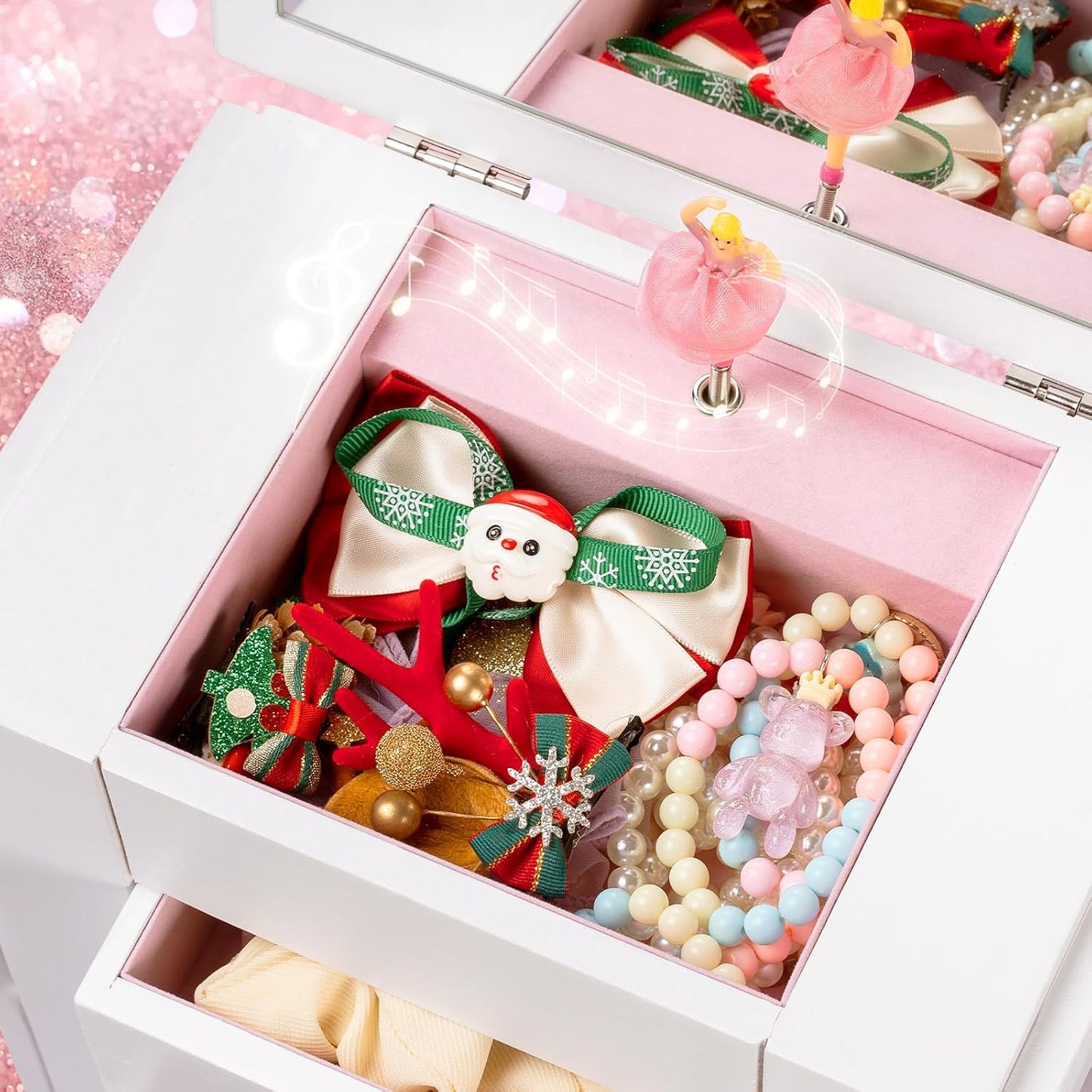 Caja de Joyería Emfogo para Niñas, Caja de Joyería Musical con Bail...