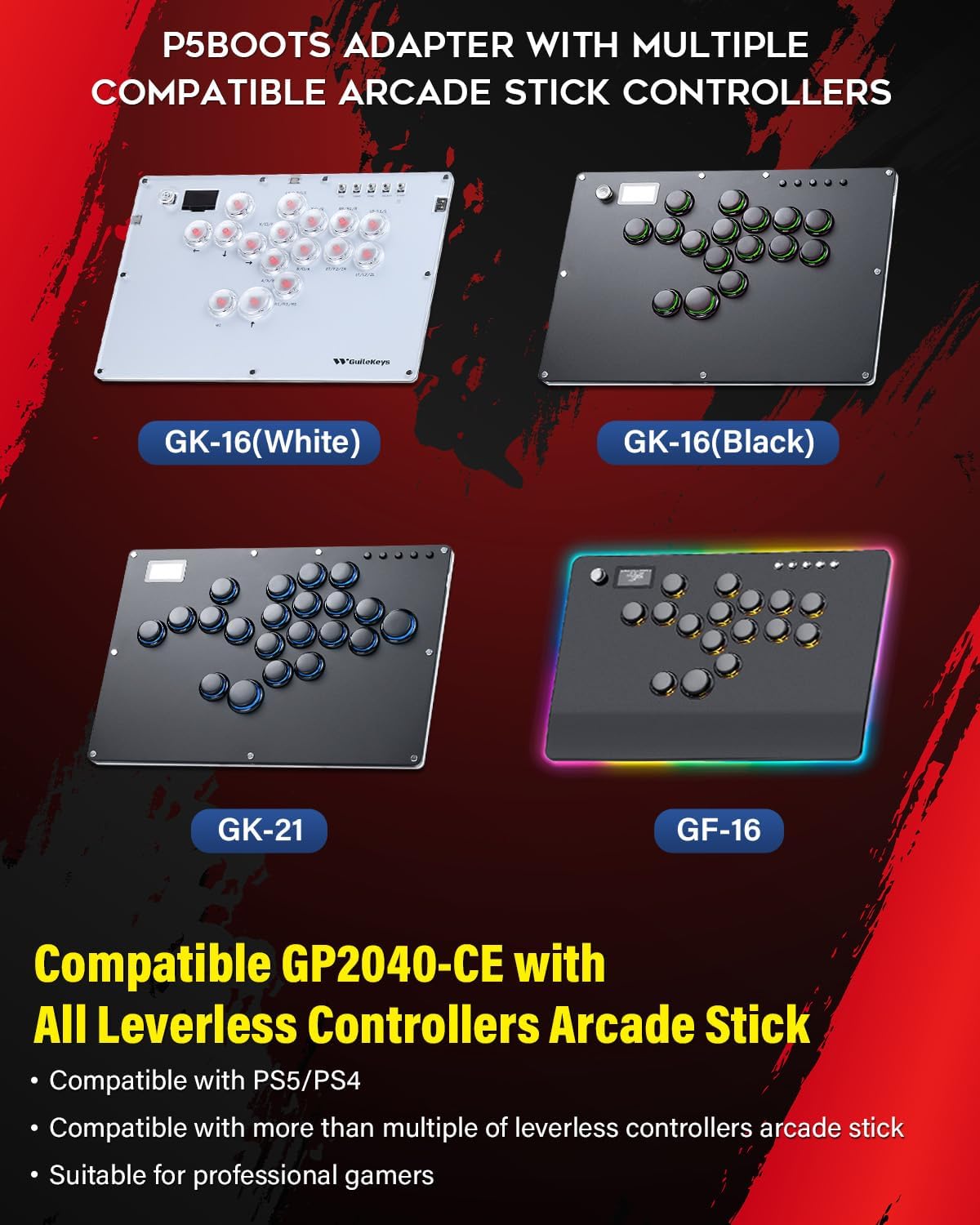 GuileKeys Adaptador P5BOOTS, controlador sin palanca Arcade Stick C...