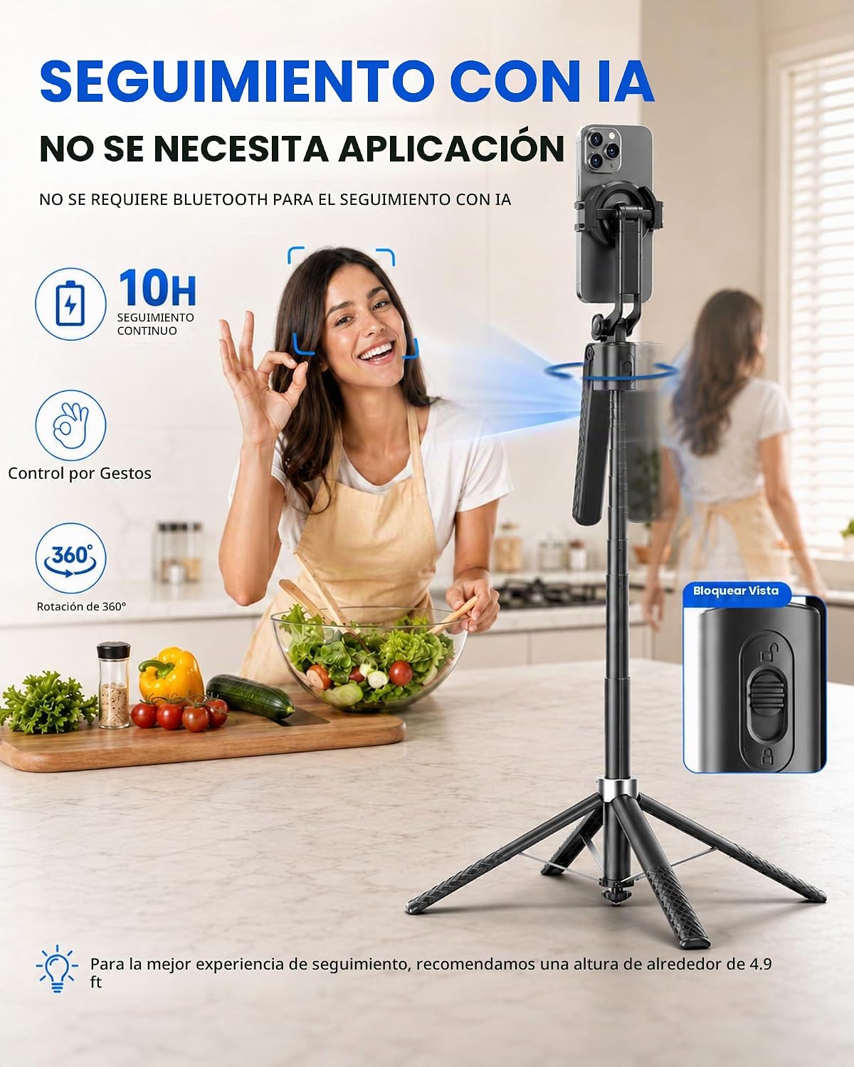 Oldshark Trípode de seguimiento automático de 71 pulgadas, luz desm...